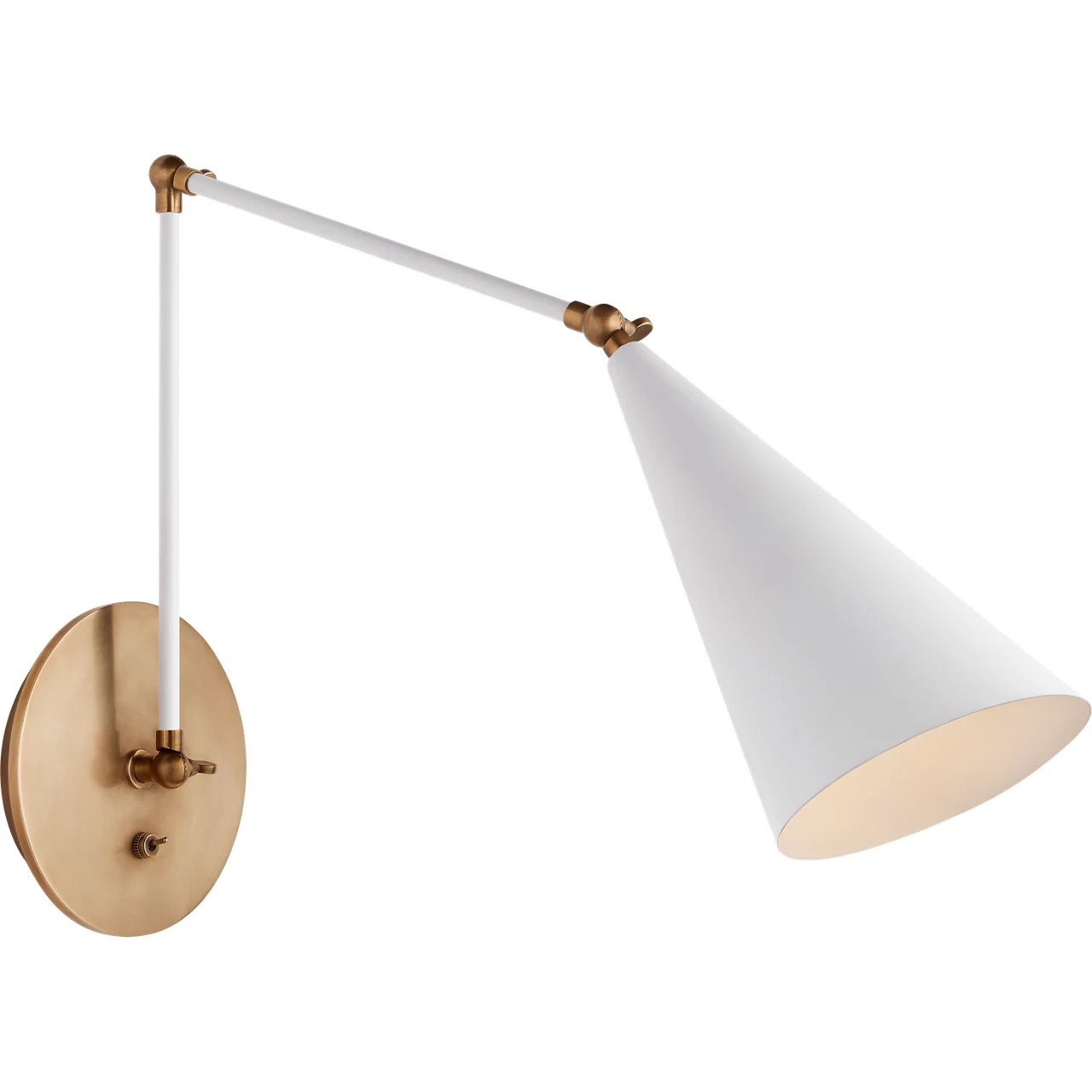 AERIN Clemente 13 inch 40 watt White and Hand-Rubbed Antique Brass Double Arm Library Sconce Wall Light