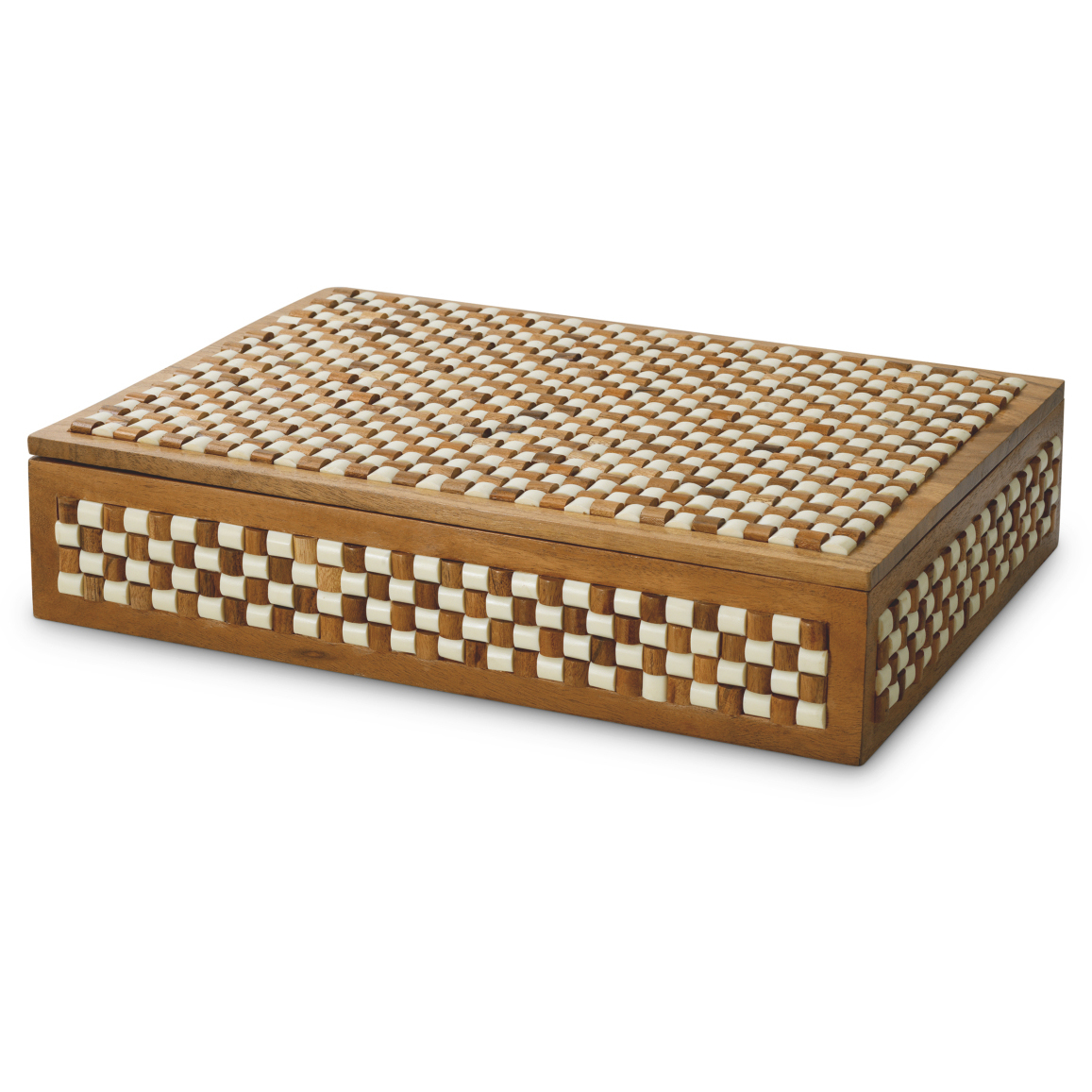 Cavendish 15.94 X 11.81 inch Wood and White and Brown Beads Box