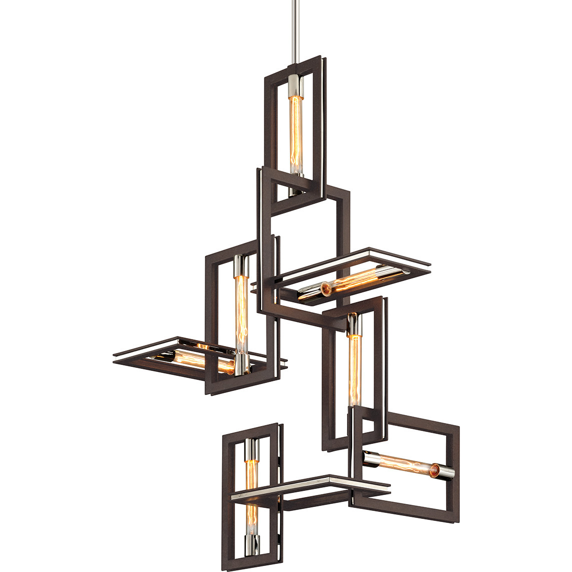 Enigma 7 Light 24.75 inch Textured Bronze/Stainless Steel Chandelier Ceiling Light