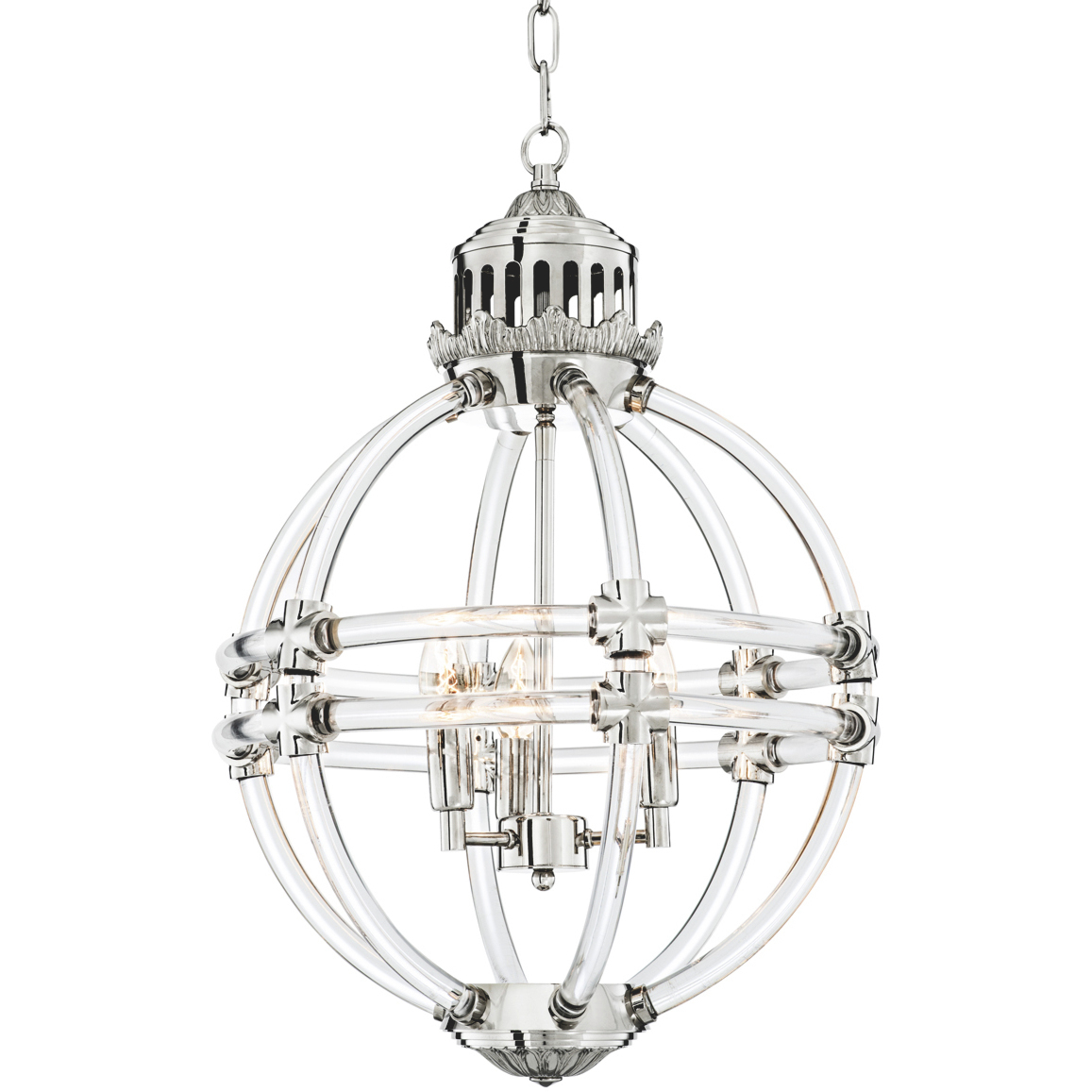 Impero 3 Light 16.93 inch Nickel and Clear Acrylic Chandelier Ceiling Light
