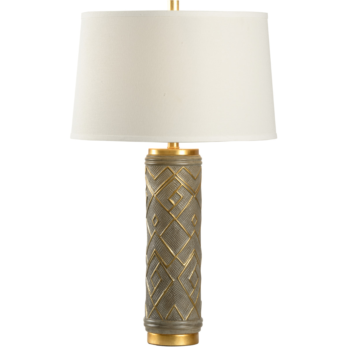 Traditional 30 inch 100 watt Gray Glaze with Antique Gold Leaf Table Lamp Portable Light