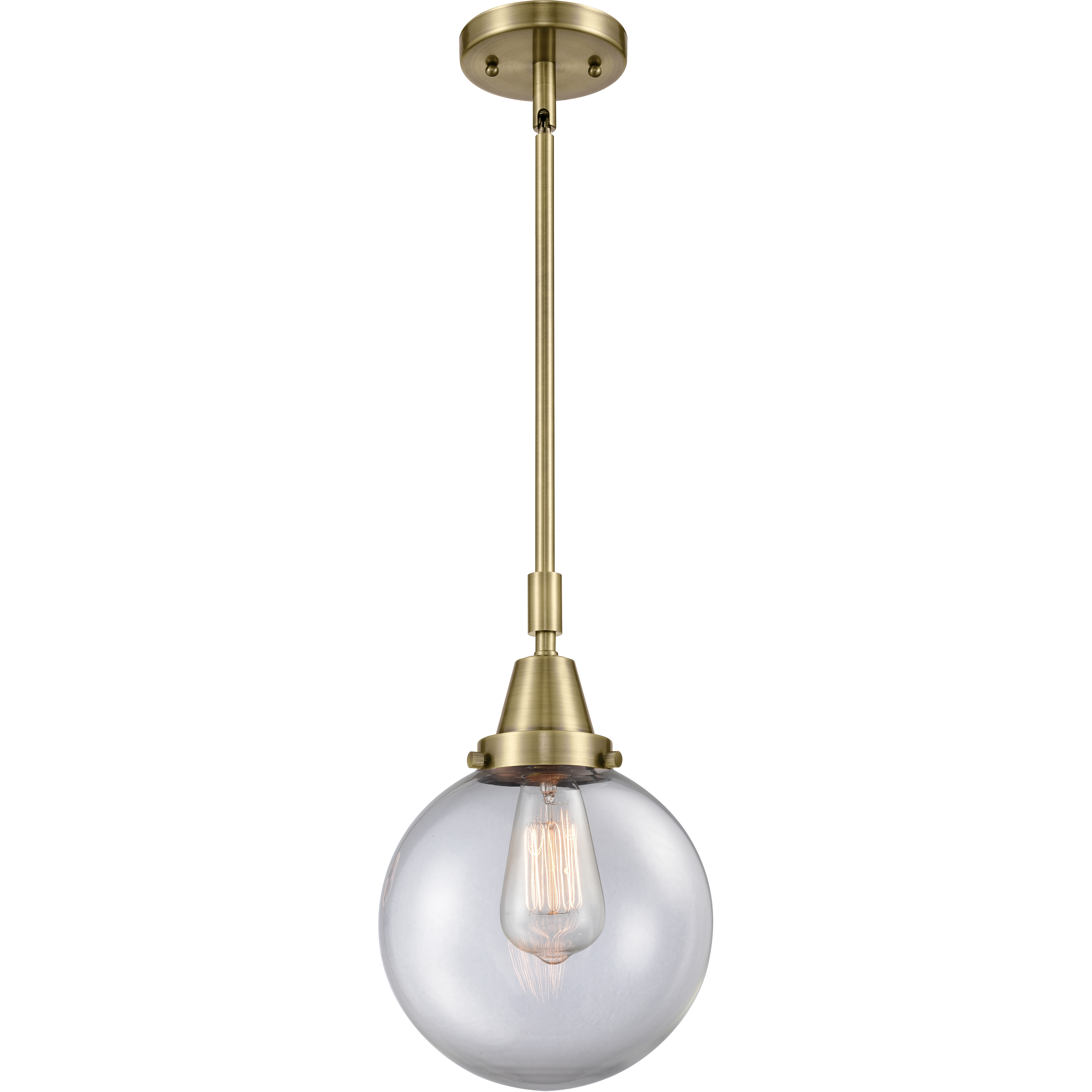 Beacon 1 Light 8 inch Antique Brass Mini Pendant Ceiling Light in Clear Glass