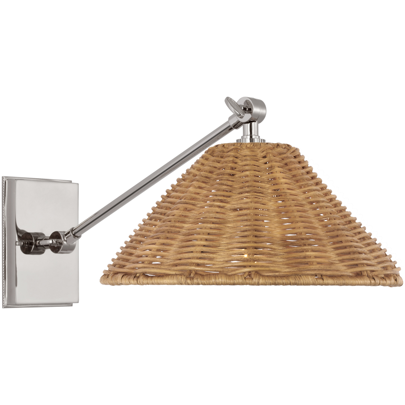 Marie Flanigan Wimberley LED 10 inch Polished Nickel Single Library Wall Light in Natural Wicker