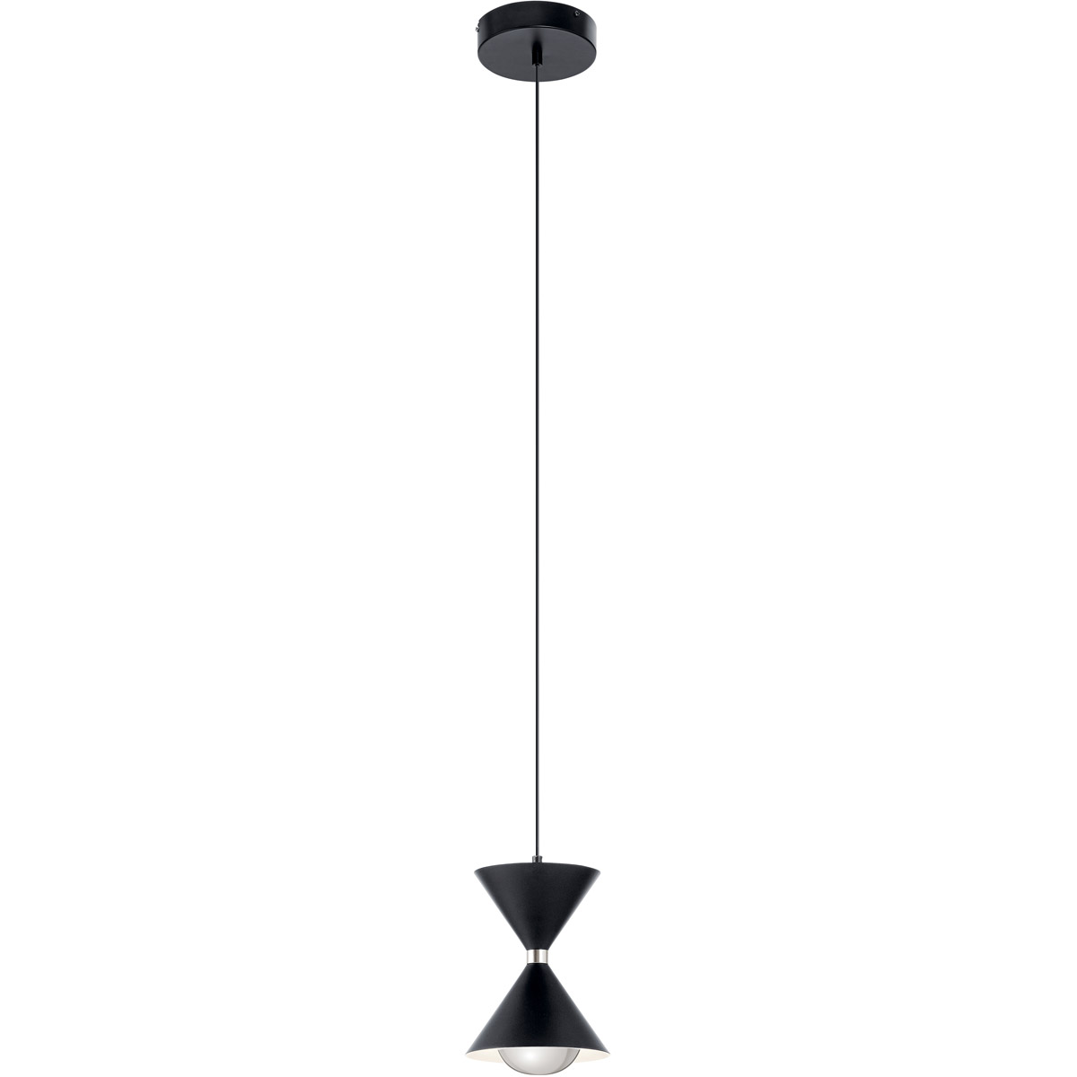 Kordan LED 6.25 inch Matte Black Mini Pendant Ceiling Light in Black and Polished Nickel