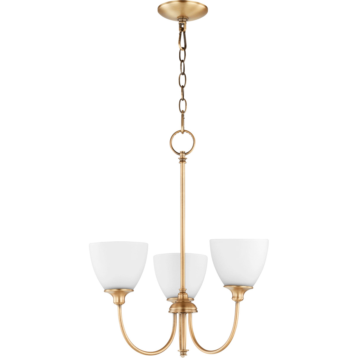 Celeste 3 Light 21 inch Aged Brass Chandelier Ceiling Light, Satin Opal