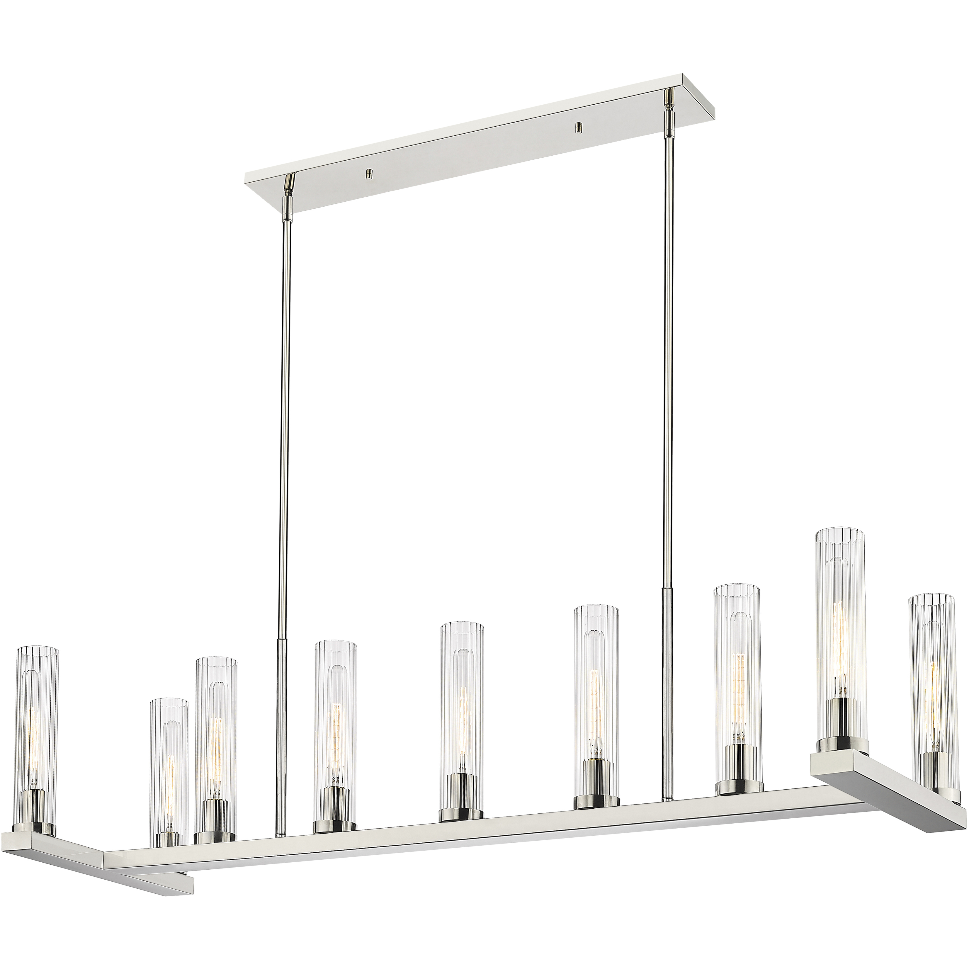 Beau 9 Light 56 inch Polished Nickel Linear Chandelier Ceiling Light