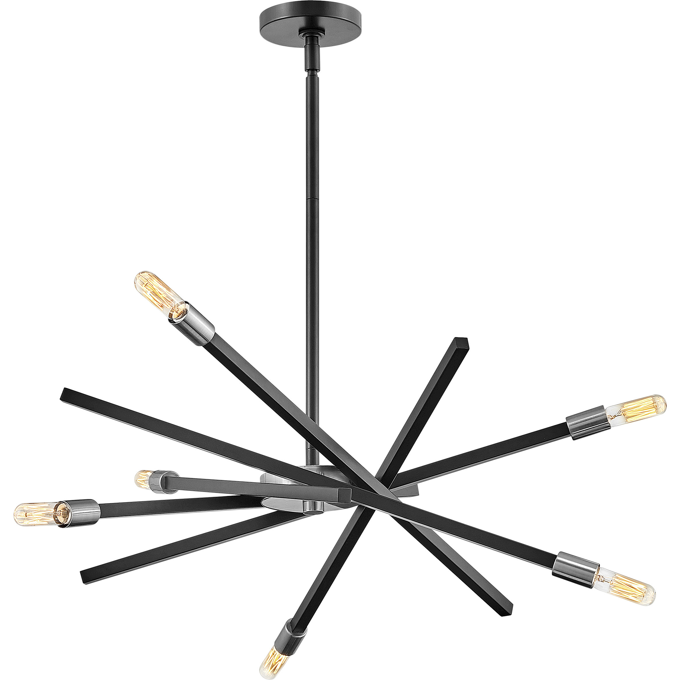 Archer 6 Light 26 inch Satin Black with Brushed Nickel Indoor Chandelier Ceiling Light