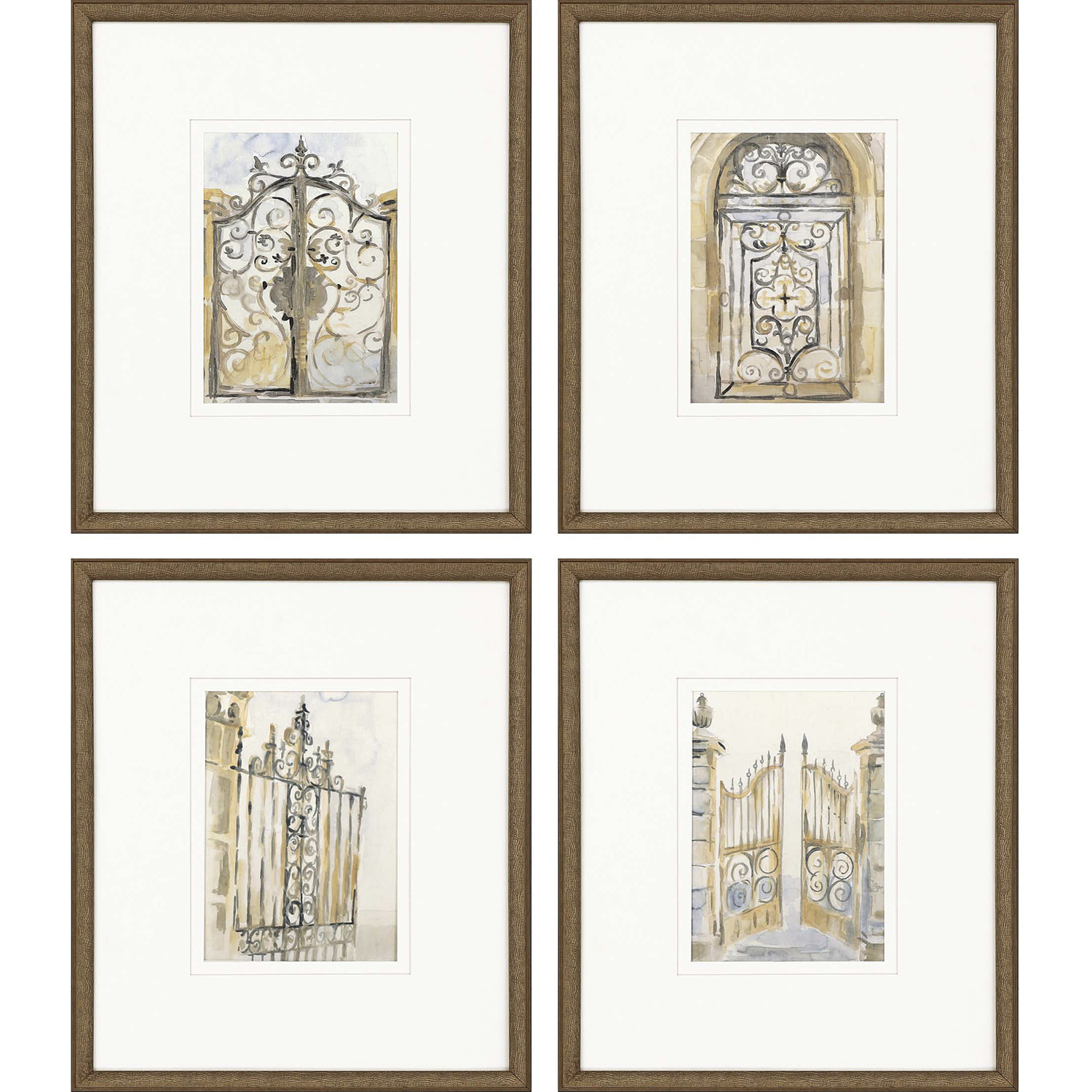 Gates / Light Posts Neutral and Beige and Yellow and Gray Framed Art, The Studio