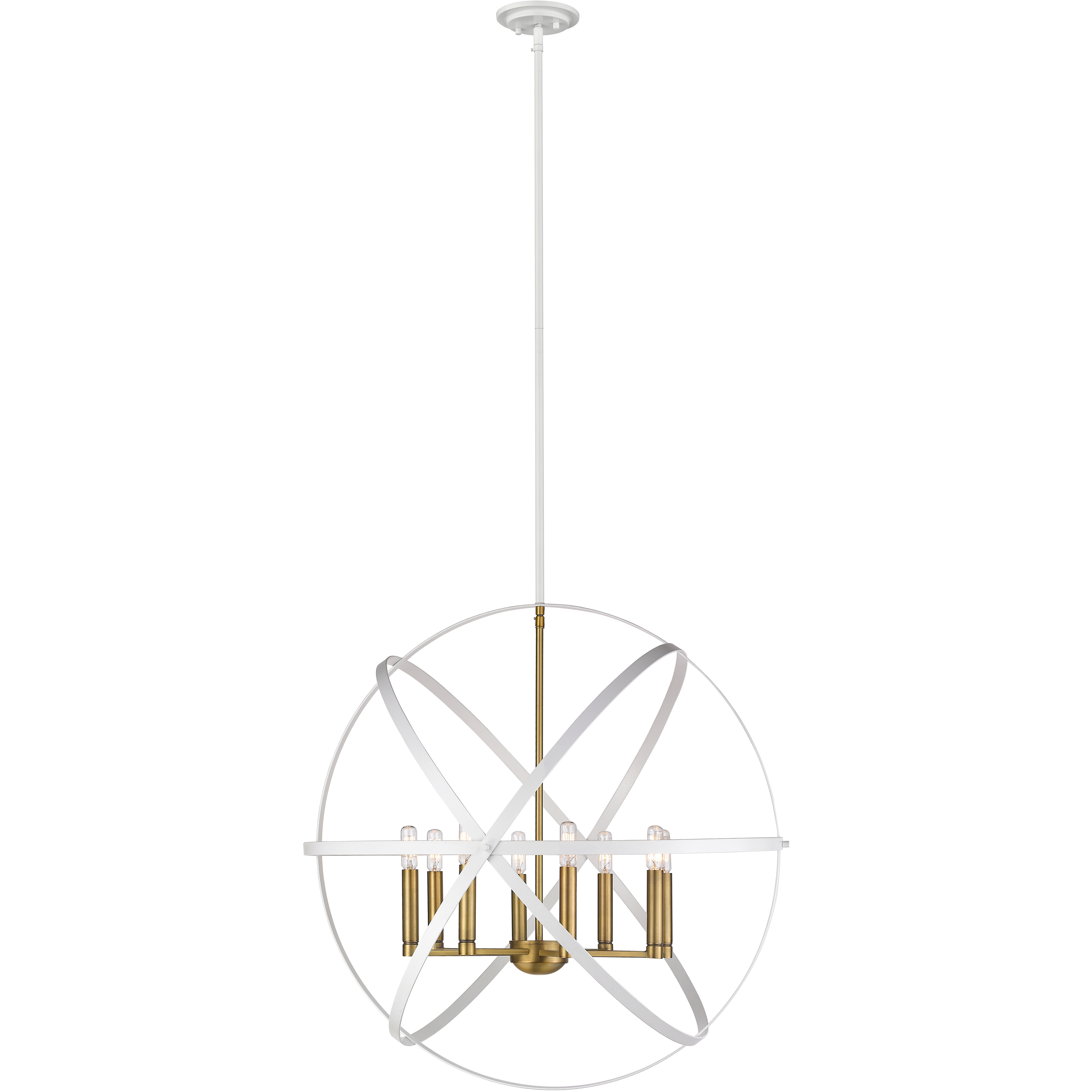 Cavallo 8 Light 30 inch Hammered White and Olde Brass Chandelier Ceiling Light