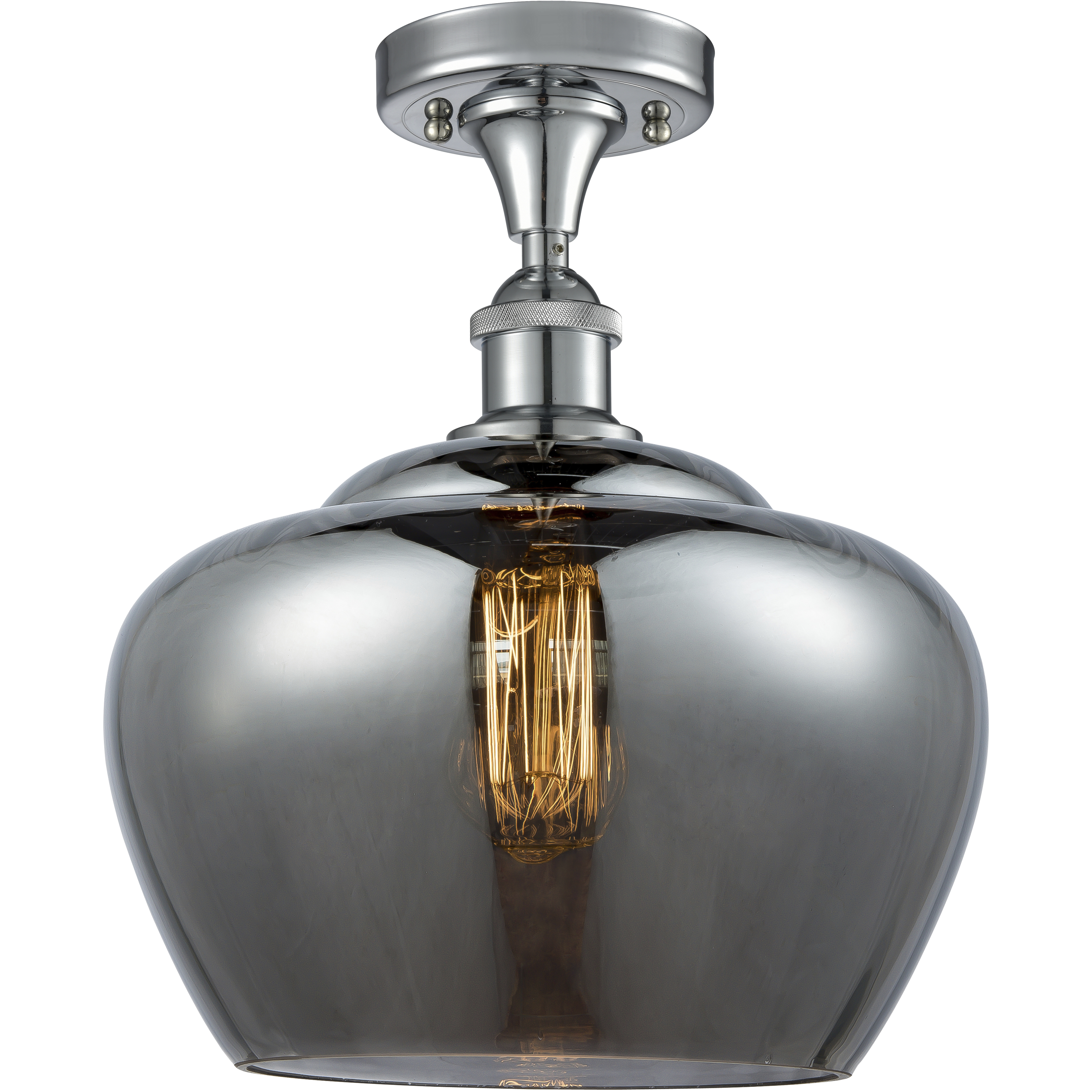 Edison Fenton 1 Light 11 inch Polished Chrome Semi-Flush Mount Ceiling Light in Light Smoke Glass