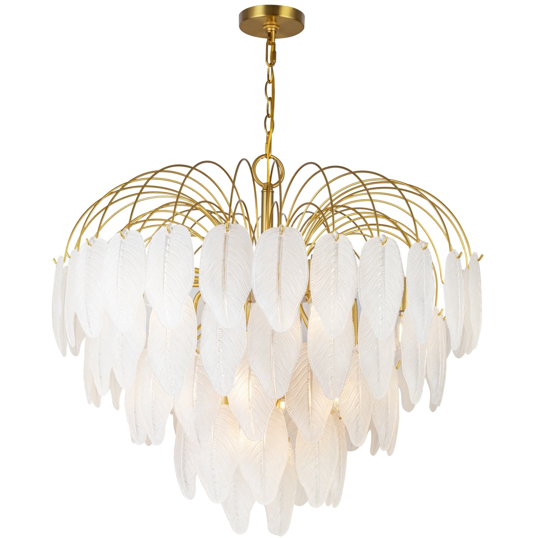 Alessia 19 Light 28.4 inch Brushed Brass and White Chandelier Ceiling Light