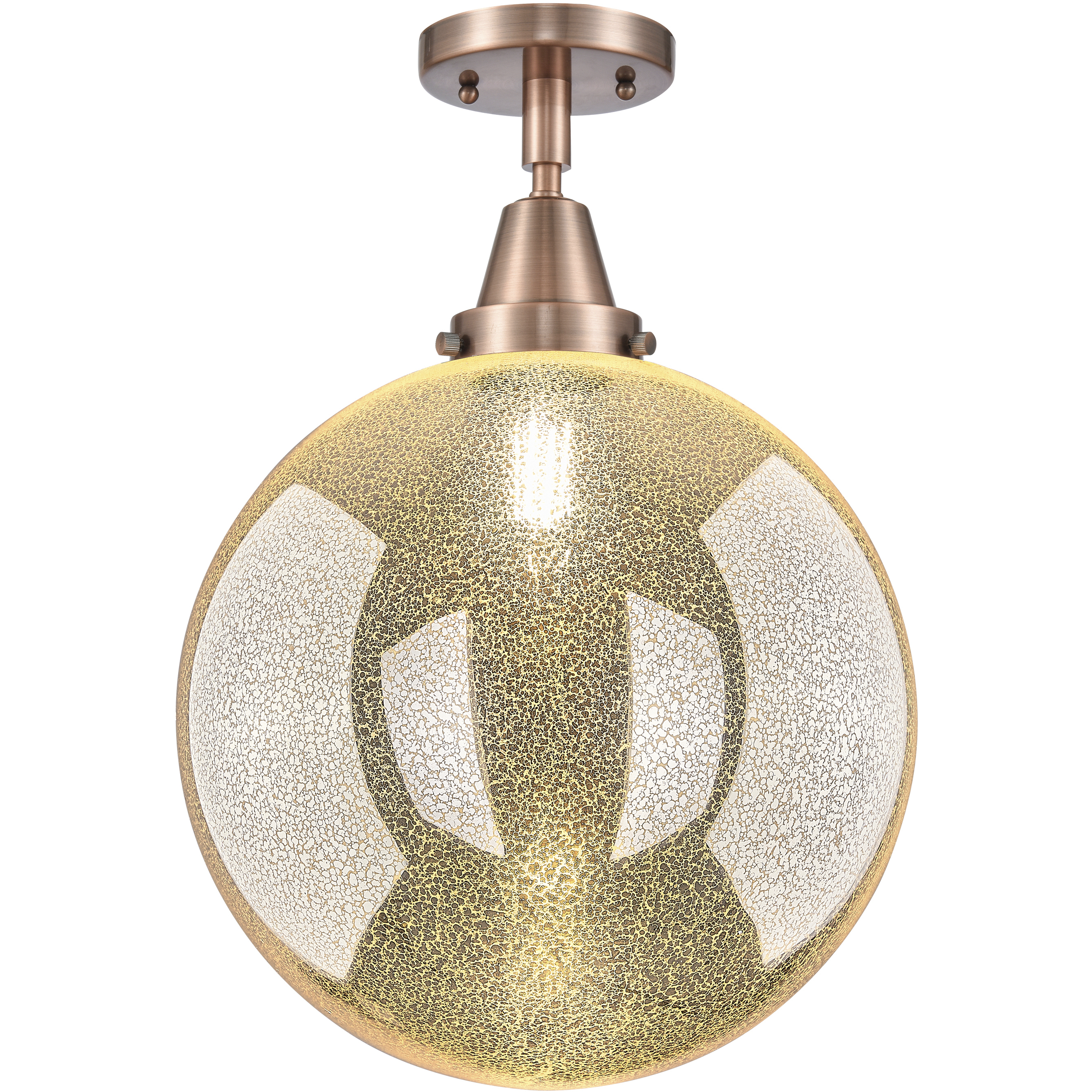 Beacon 1 Light 12 inch Antique Copper Flush Mount Ceiling Light in Mercury Glass