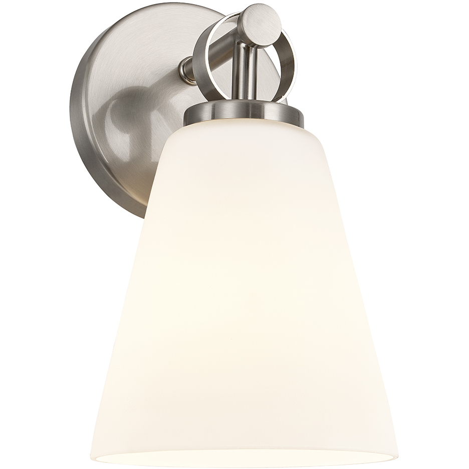 Fusion Collection - Bolzano Family 1 Light 6 inch Brushed Nickel and Opal Wall Sconce Wall Light, EVOLV