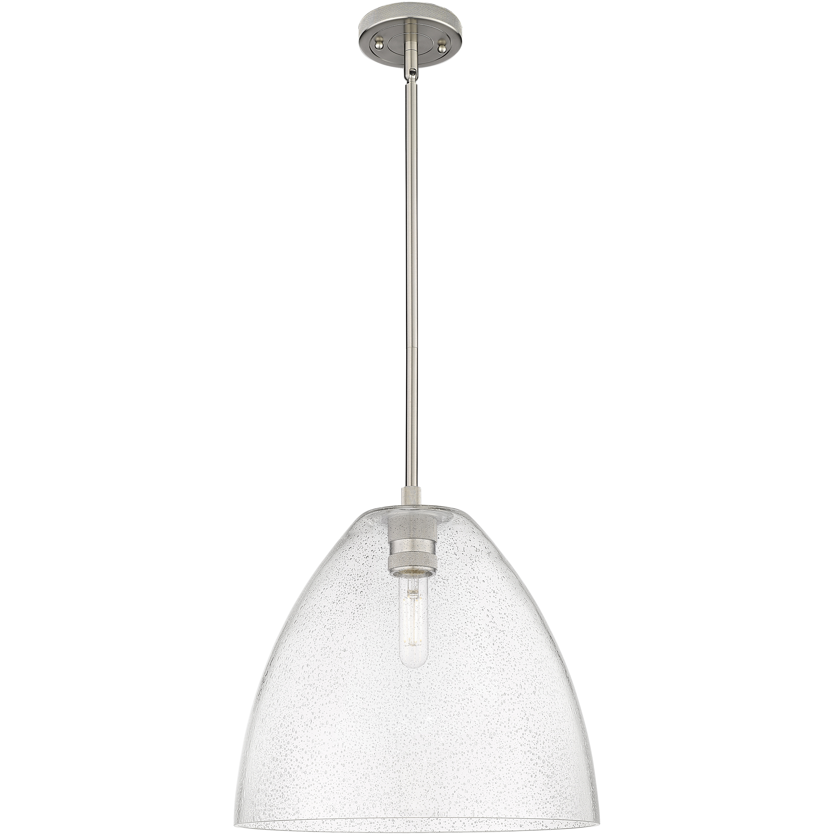 Crown Point 1 Light 12 inch Satin Nickel Pendant Ceiling Light in Seedy Glass