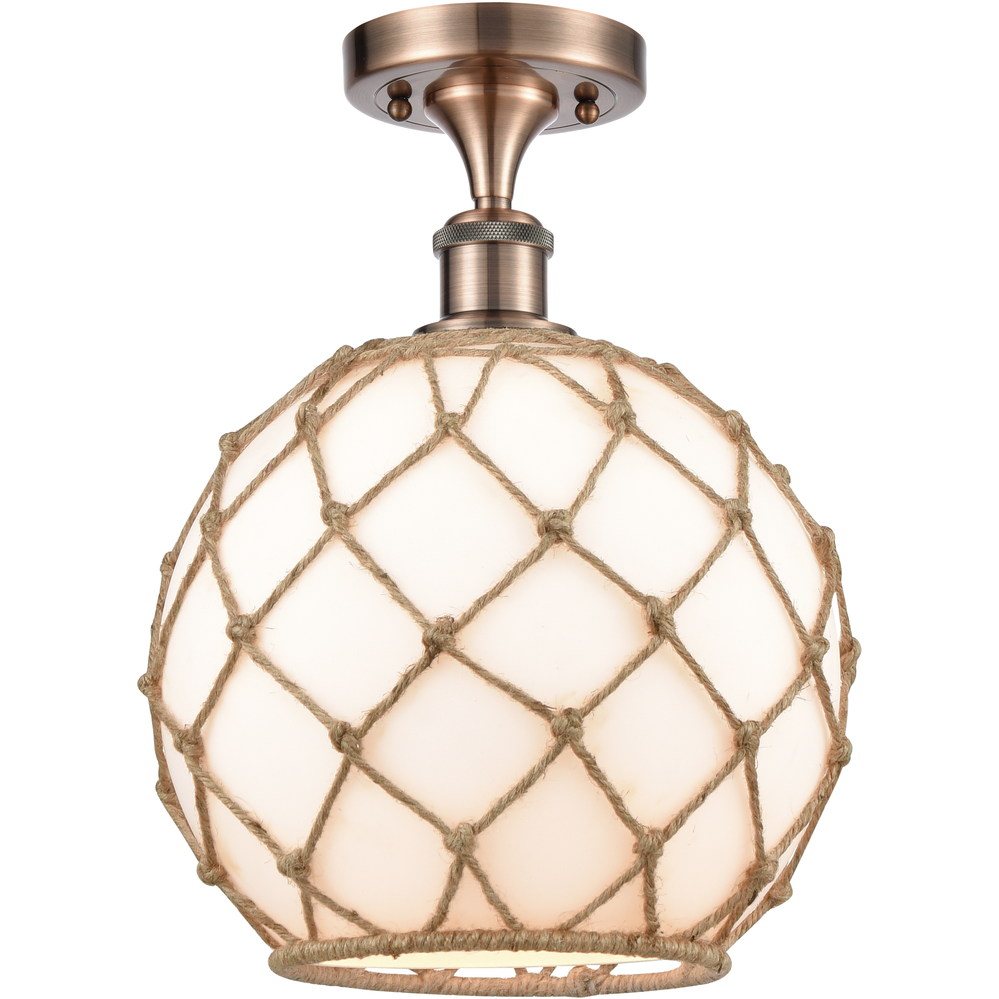 Ballston Farmhouse Rope 1 Light 10 inch Antique Copper Semi-Flush Mount ...