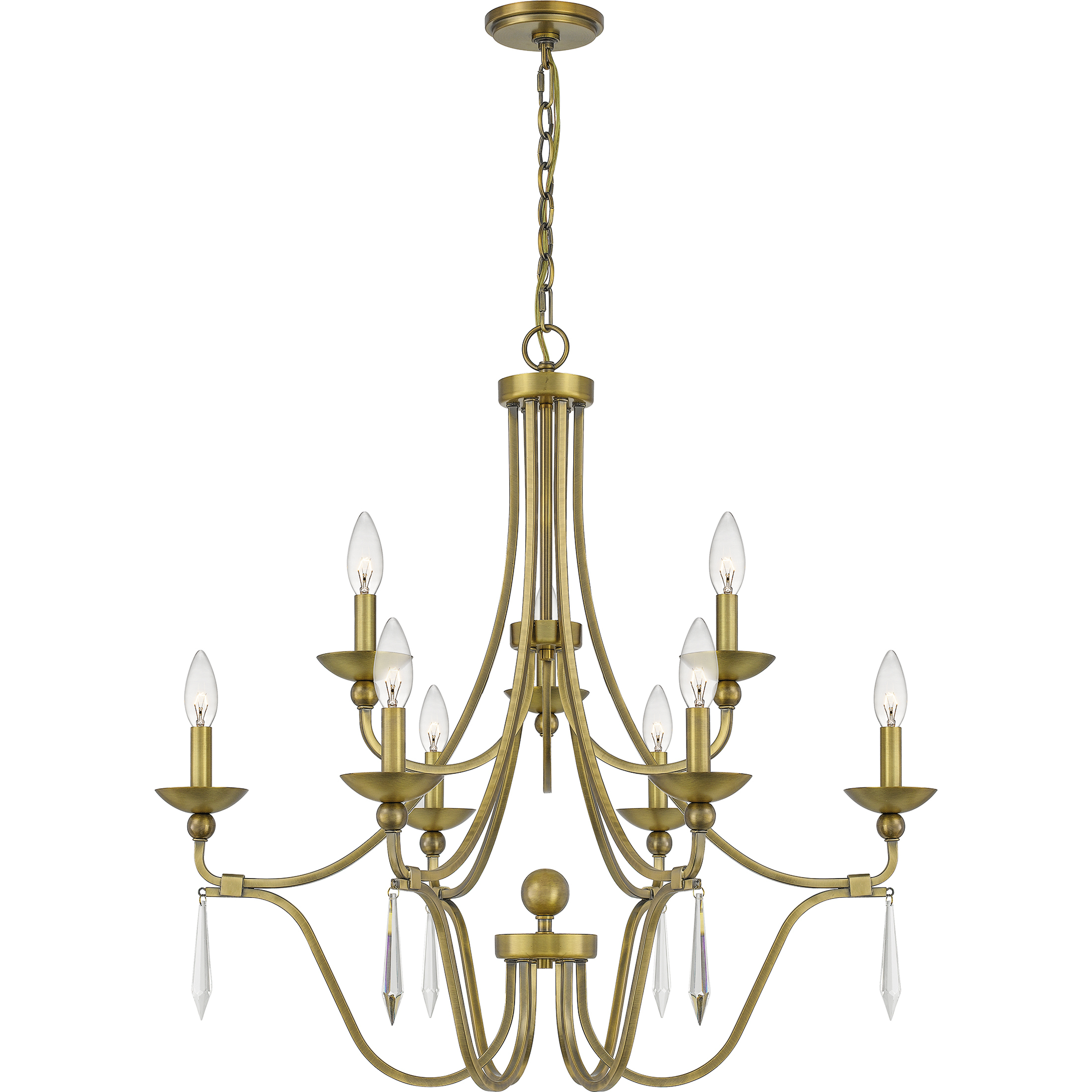 Joules 9 Light 32 inch Aged Brass Chandelier Ceiling Light