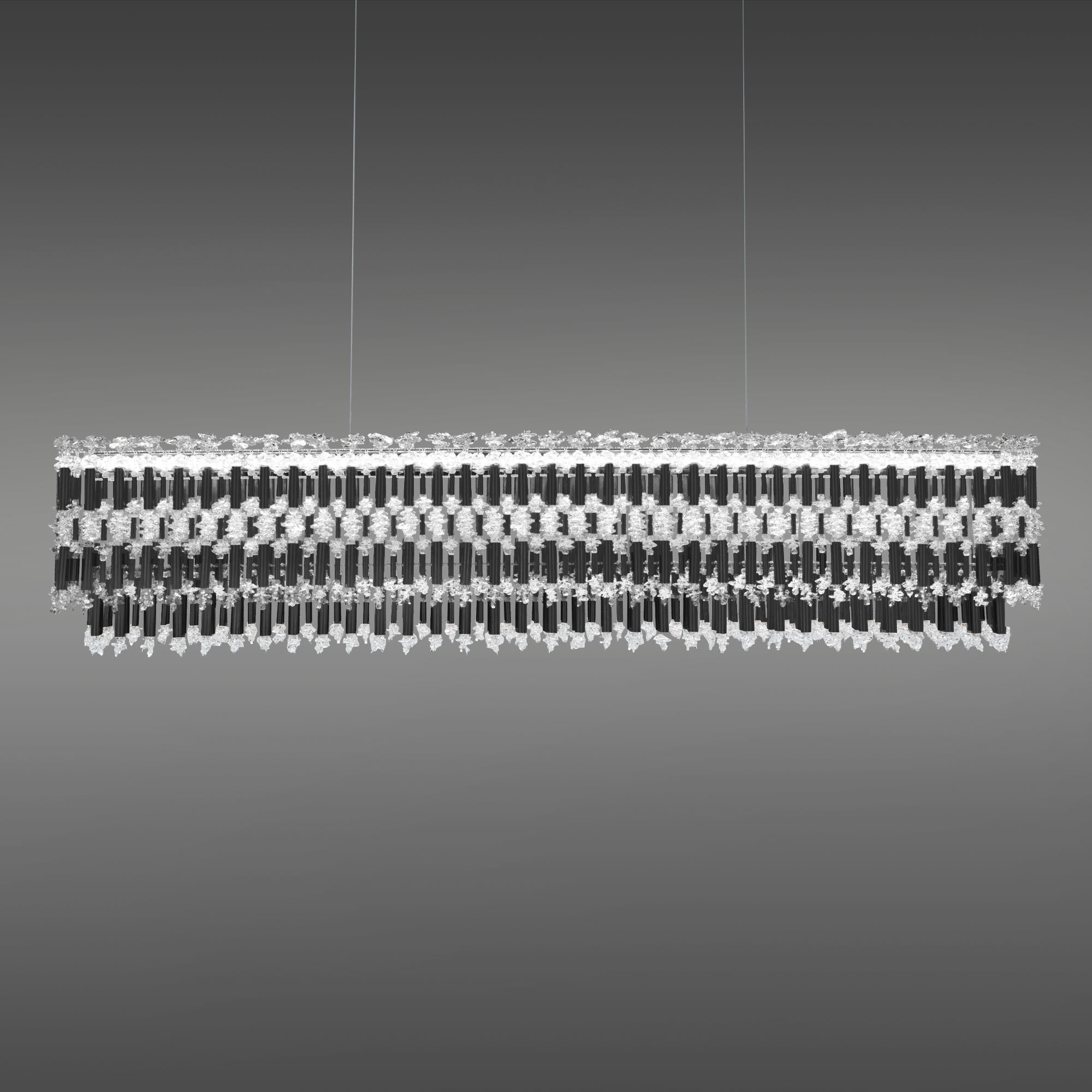 Signature Tahitian LED 47.9 inch Matte Black Linear Pendant Ceiling Light, Schonbek Signature