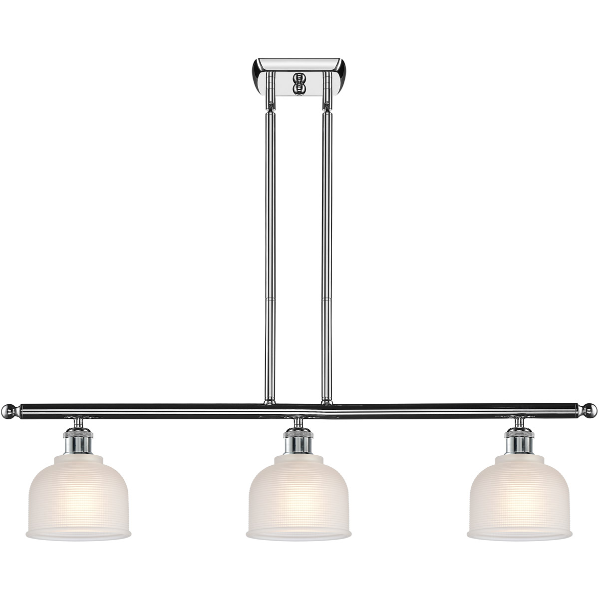 Ballston Dayton 3 Light 36 inch Polished Chrome Island Light Ceiling Light in White Glass, Ballston