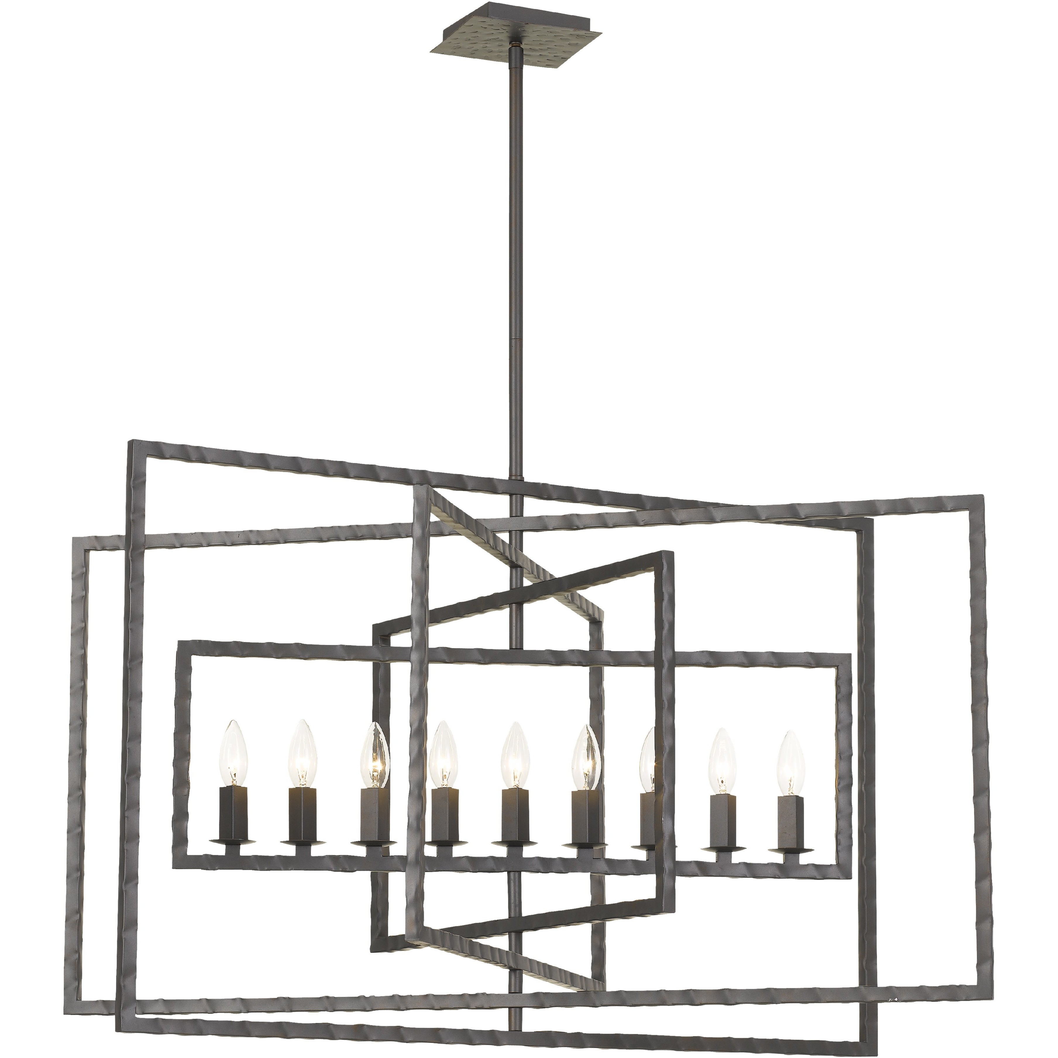 Capri 9 Light 39 inch Raw Steel Chandelier Ceiling Light