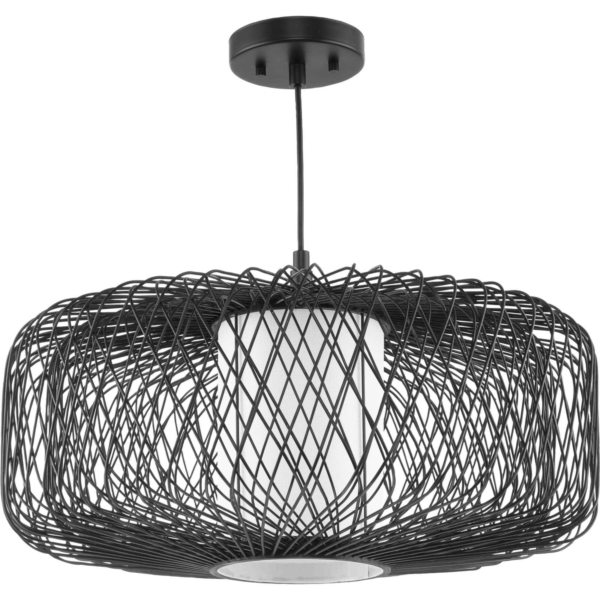 Cordova 1 Light 22 inch Black Rattan Pendant Ceiling Light, Design Series
