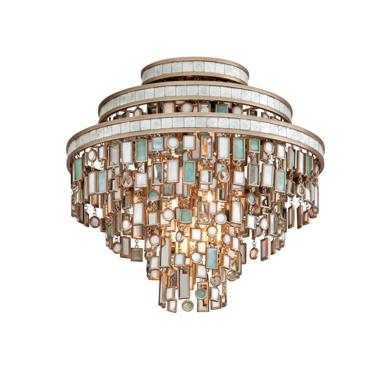 Dolcetti 3 Light 18 inch Champagne Leaf Semi Flush Ceiling Light