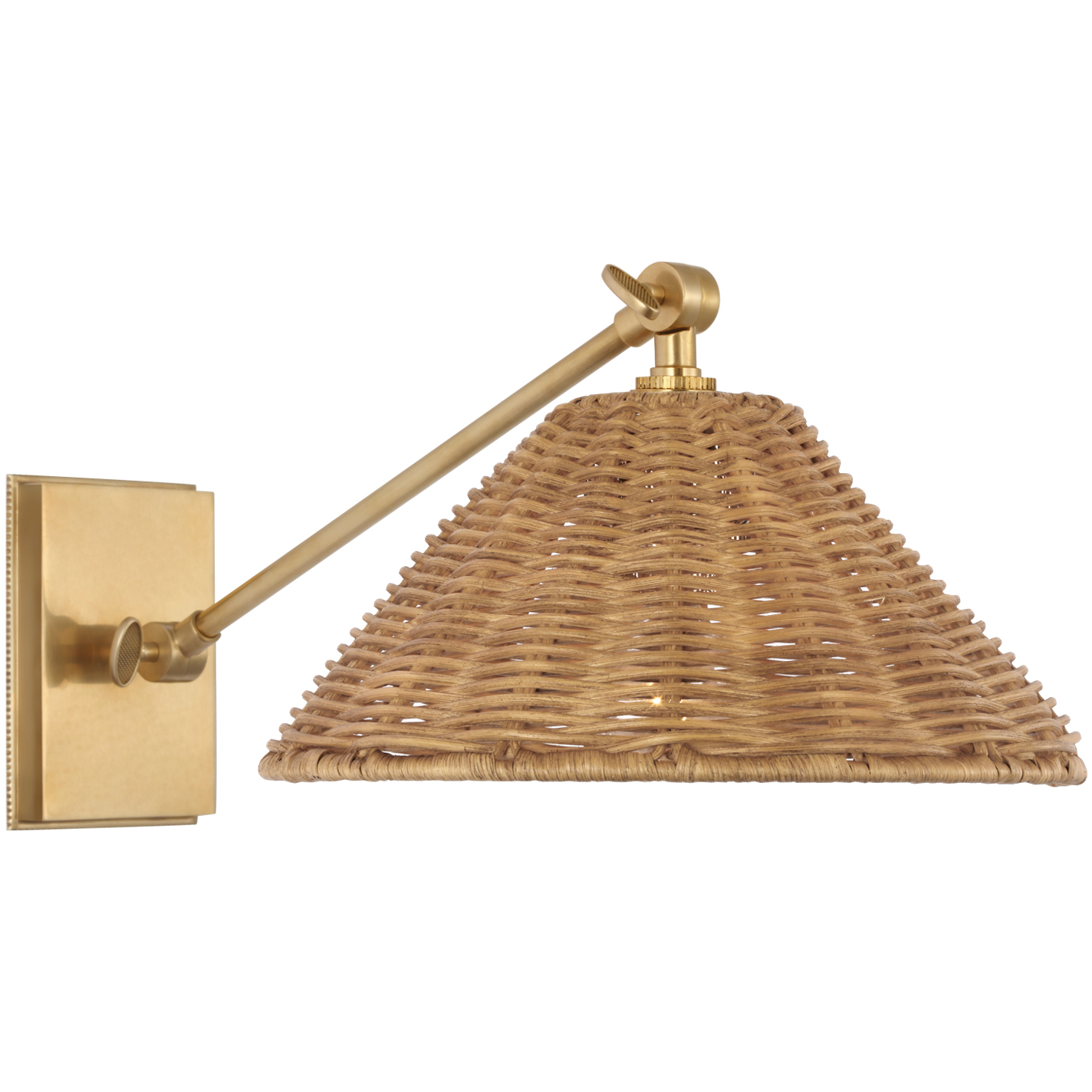 Marie Flanigan Wimberley LED 10 inch Soft Brass Single Library Wall Light in Natural Wicker