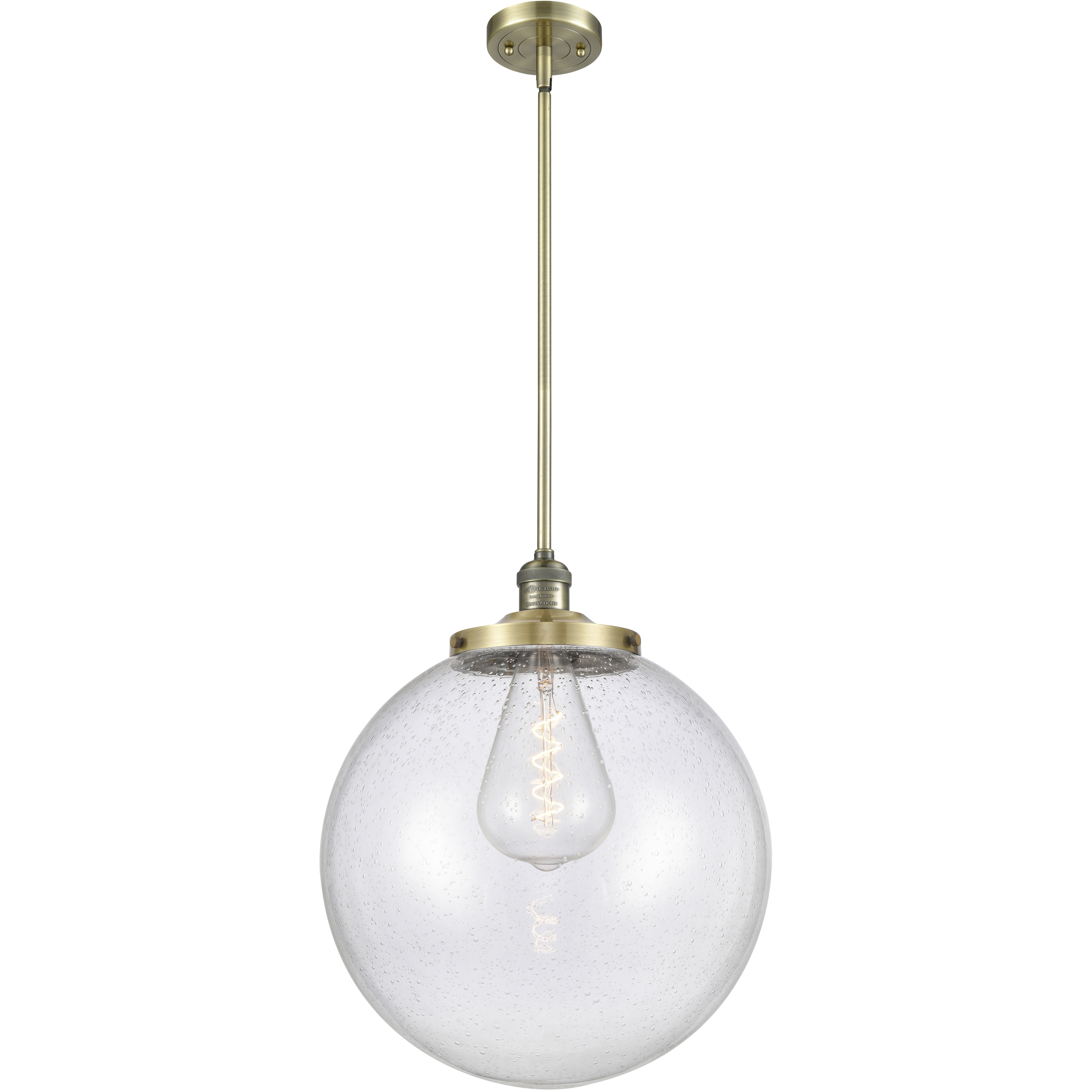 Franklin Restoration Beacon 1 Light 16 inch Antique Brass Pendant Ceiling Light in Incandescent, Seedy