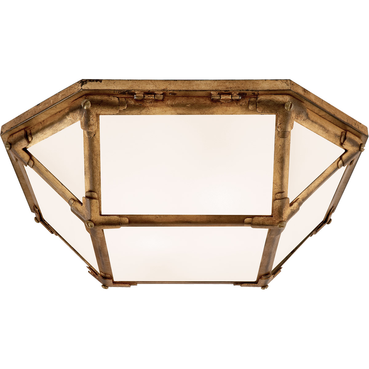 Suzanne Kasler Morris LED 15.5 inch Gilded Iron Flush Mount Ceiling Light in White Glass