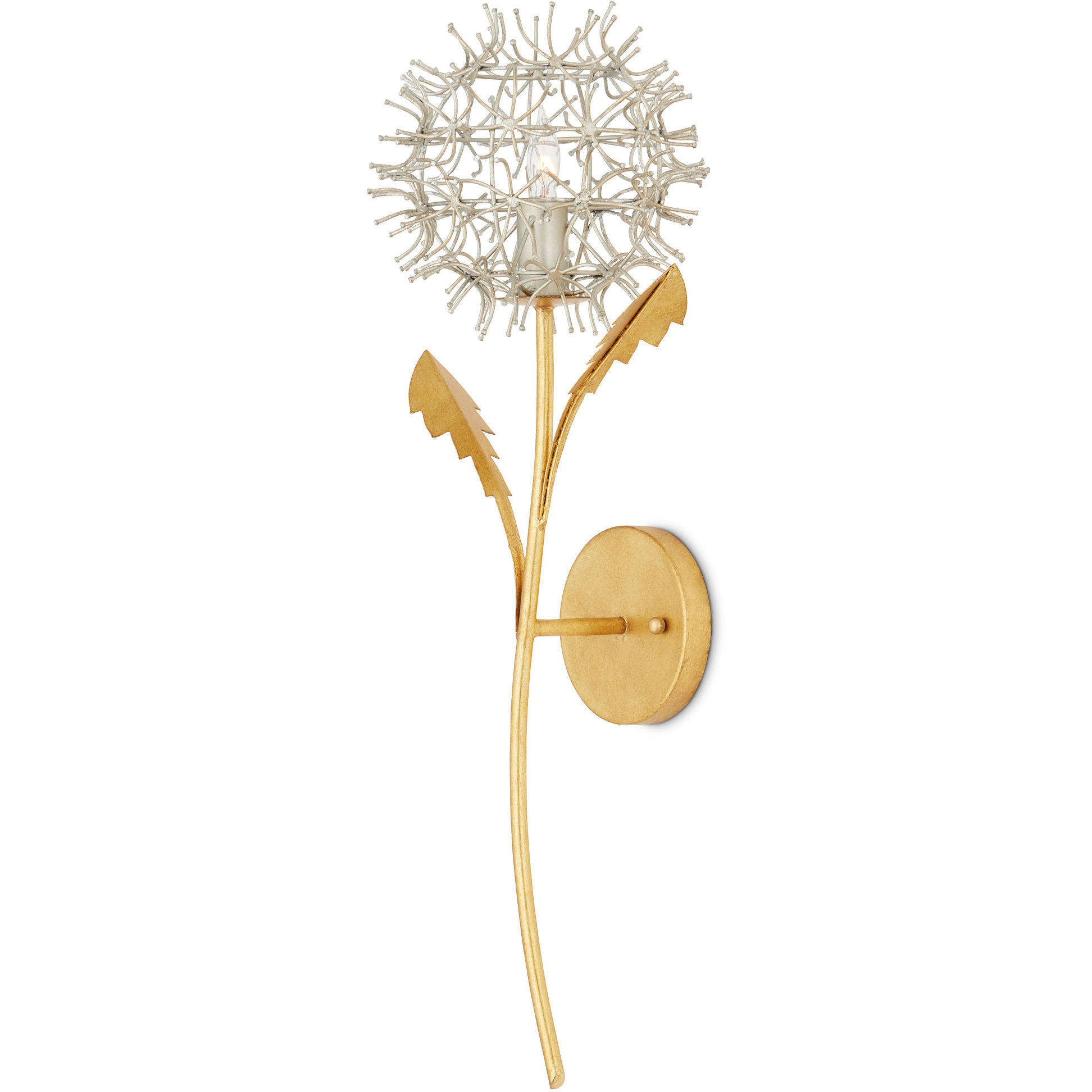 Dandelion 1 Light 9 inch Contemporary Silver Leaf Wall Sconce Wall Light