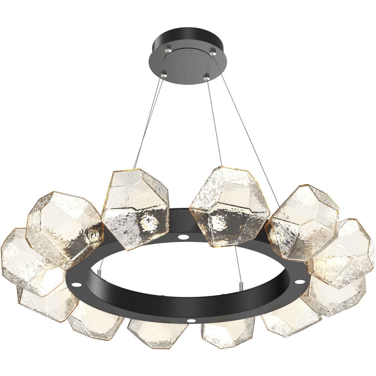 Hammerton Studio CHB0039 36 MB A CA1 L3 Gem LED 36 inch Matte Black Chandelier Ceiling Light in 3000K LED Amber Radial Ring