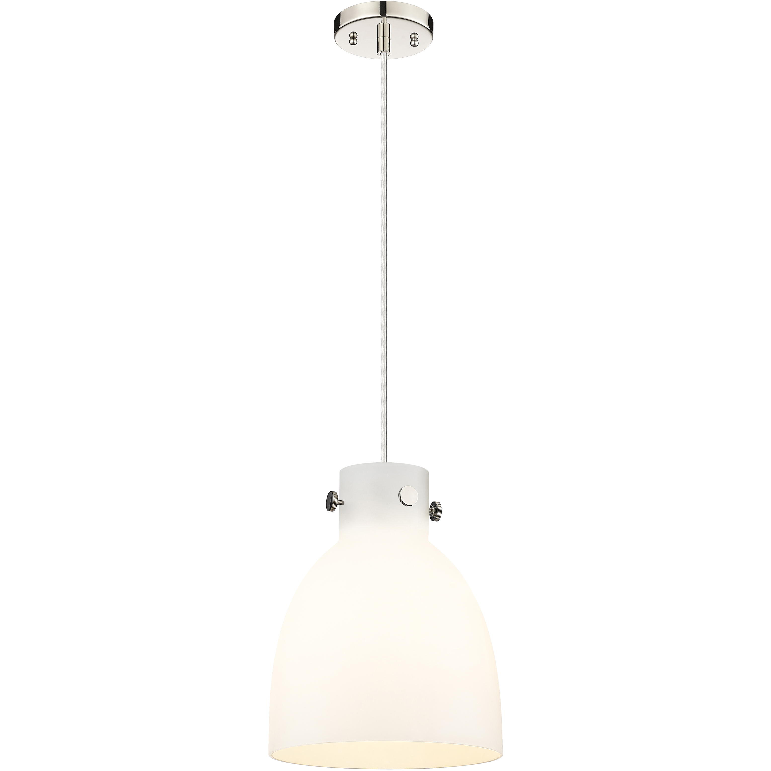 Downtown Urban Newton Bell 1 Light 10 inch Polished Nickel Pendant Ceiling Light in Matte White