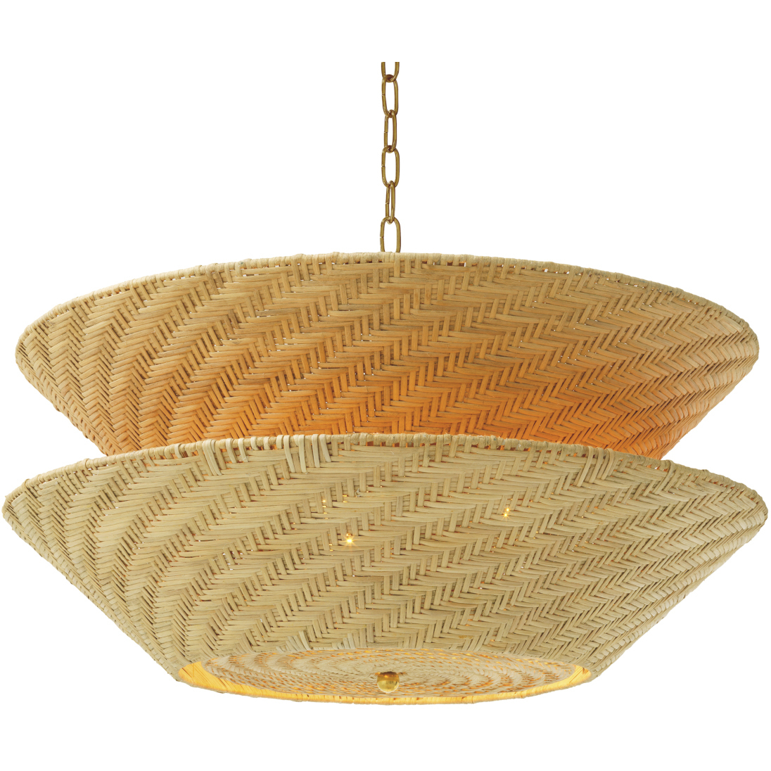 Tavira 3 Light 33.46 inch Natural Rattan and Vintage Brass Pendant Ceiling Light