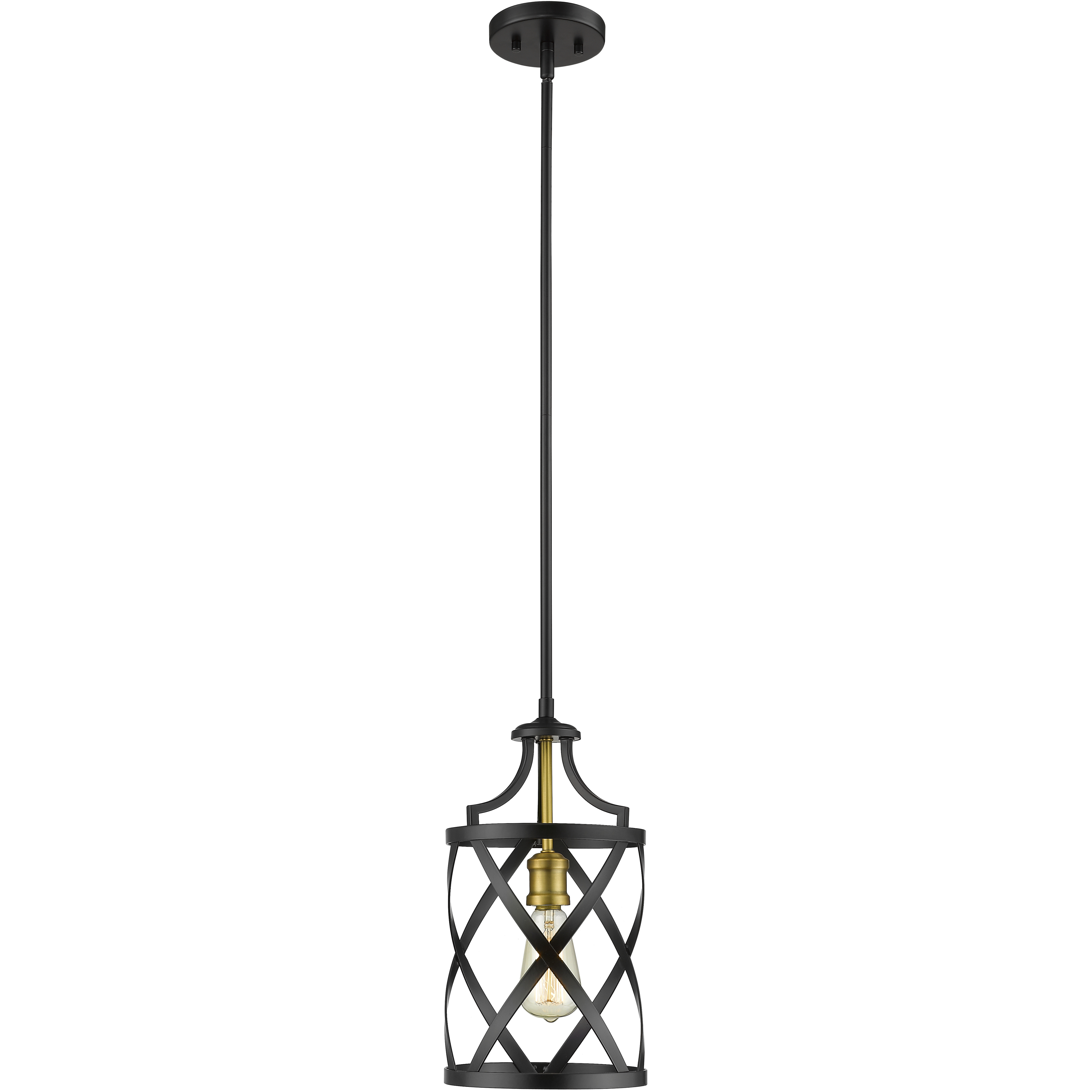 Malcalester 1 Light 8 inch Matte Black and Olde Brass Pendant Ceiling Light