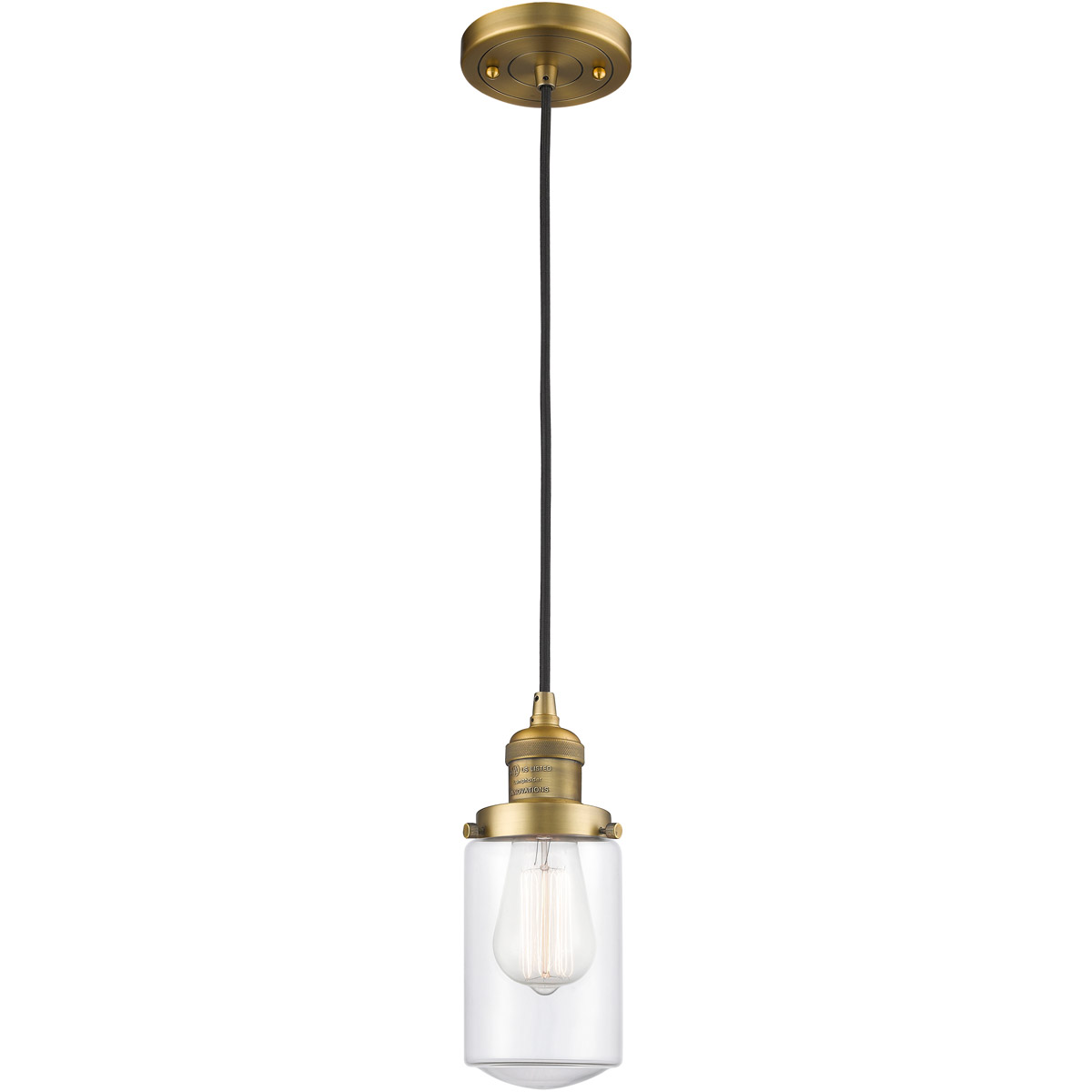 Franklin Restoration Dover 1 Light 5 inch Brushed Brass Mini Pendant Ceiling Light in Clear Glass, Franklin Restoration