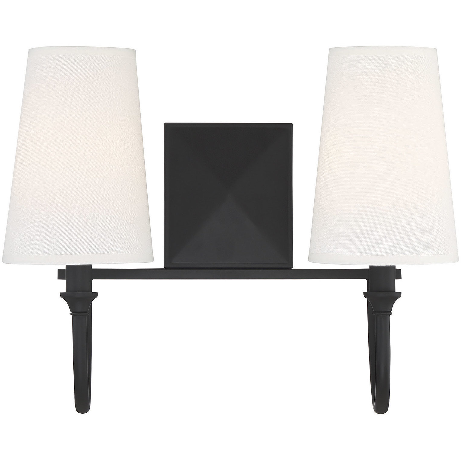 Cameron 2 Light 15 inch Matte Black Bathroom Vanity Light Wall Light, Essentials