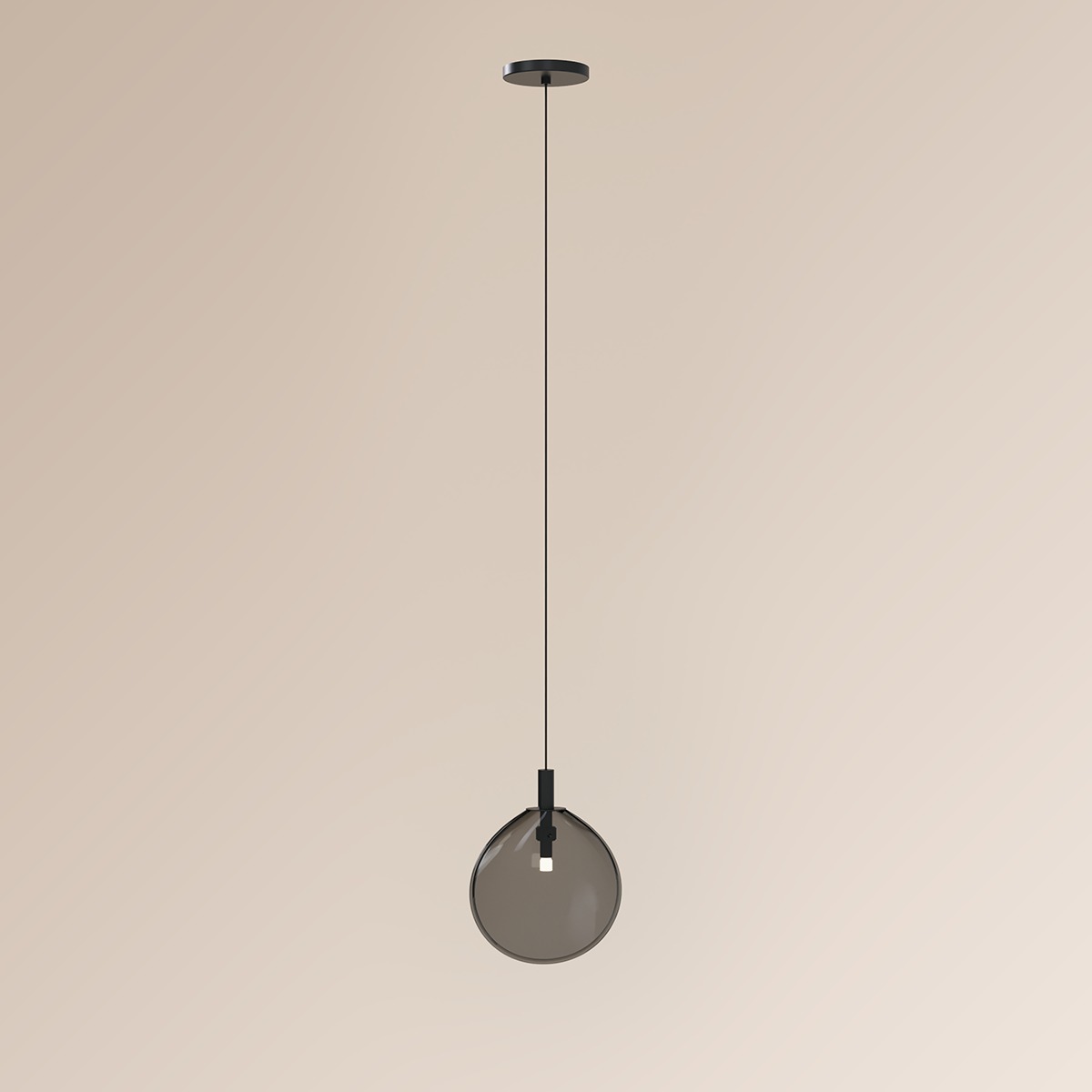 Cantina LED 9 inch Satin Black Pendant Ceiling Light in Small, Smoke Glass
