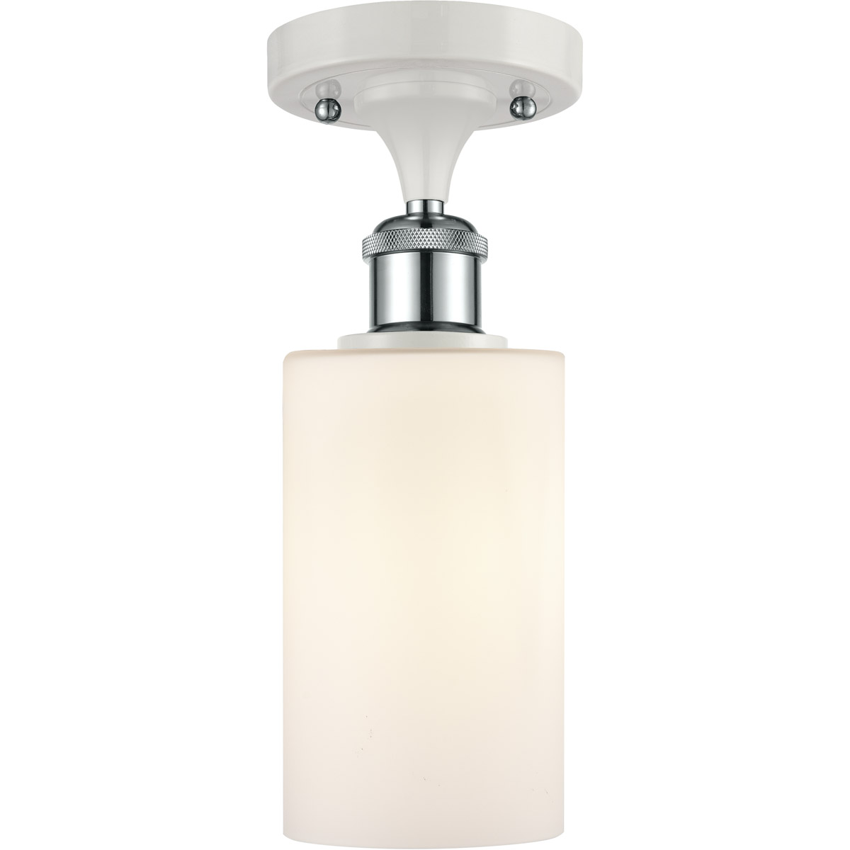 Ballston Clymer 1 Light 4 inch White and Polished Chrome Semi-Flush Mount Ceiling Light in Matte White Glass, Ballston