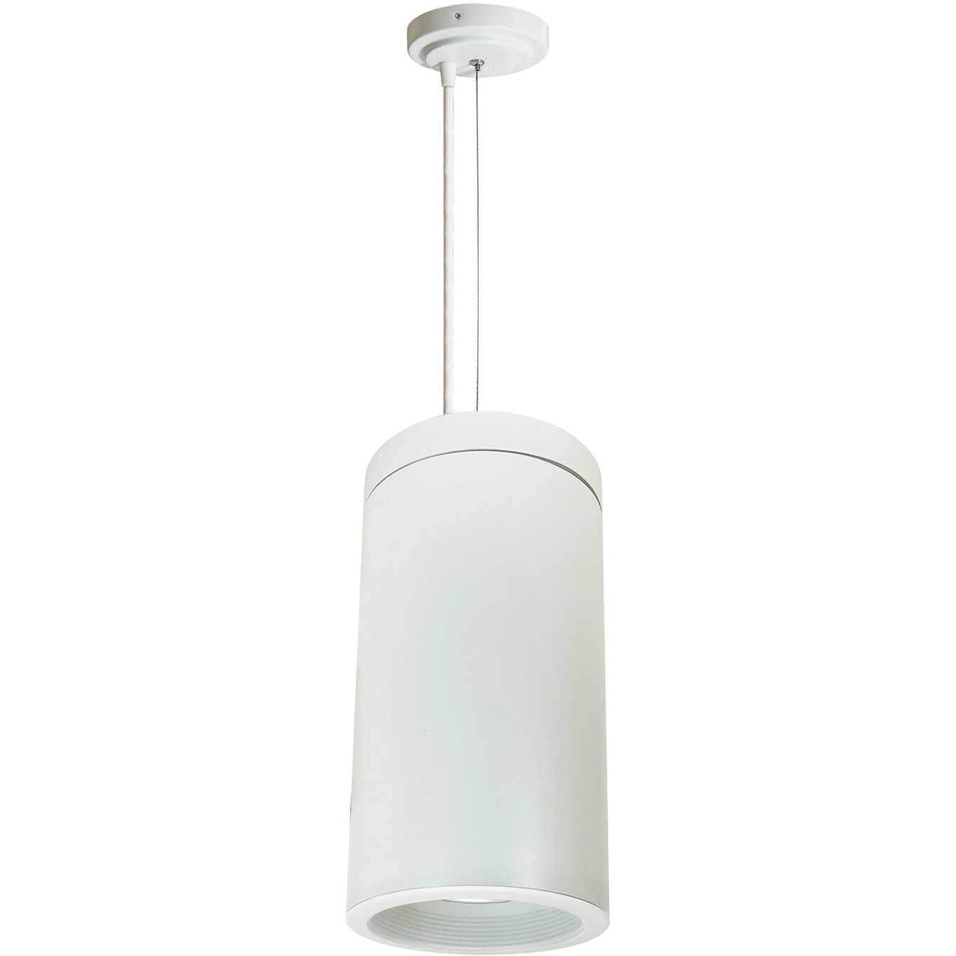Cobalt LED Matte Powder White / White Cable Mount Cylinder Ceiling Light in 3500K, 1000, Reflector
