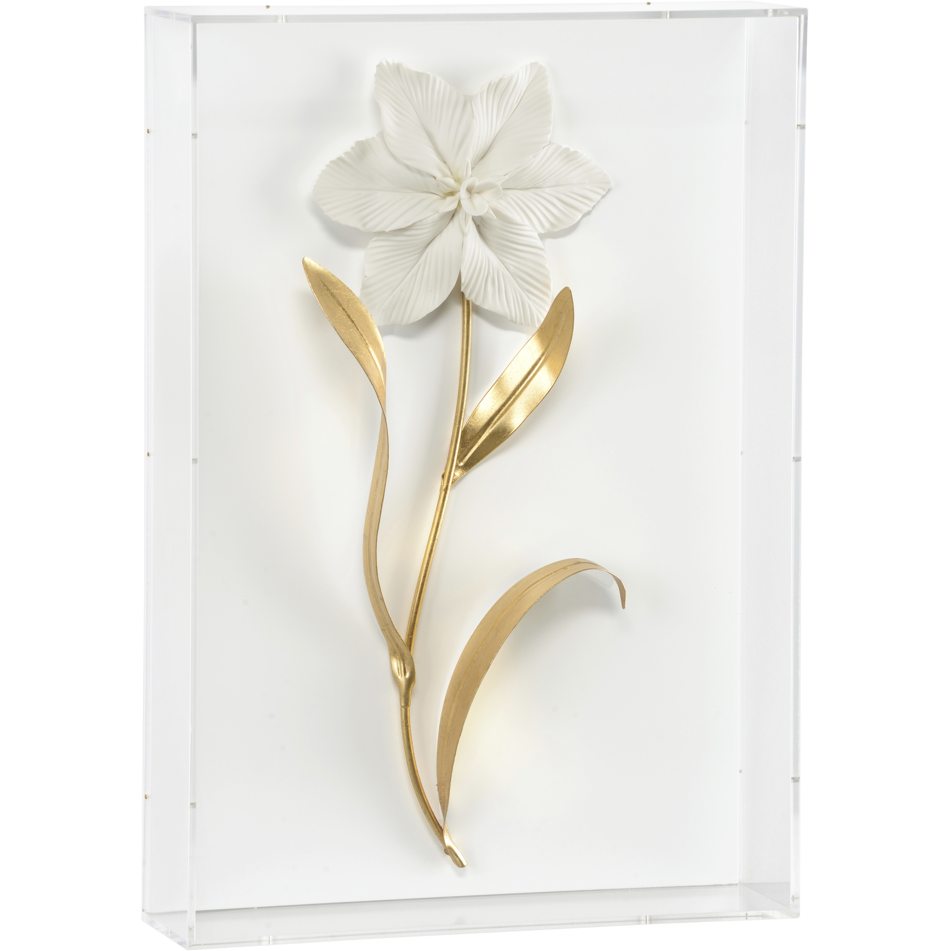 Porcelain Flowers White/Cream and Gold Wall Art