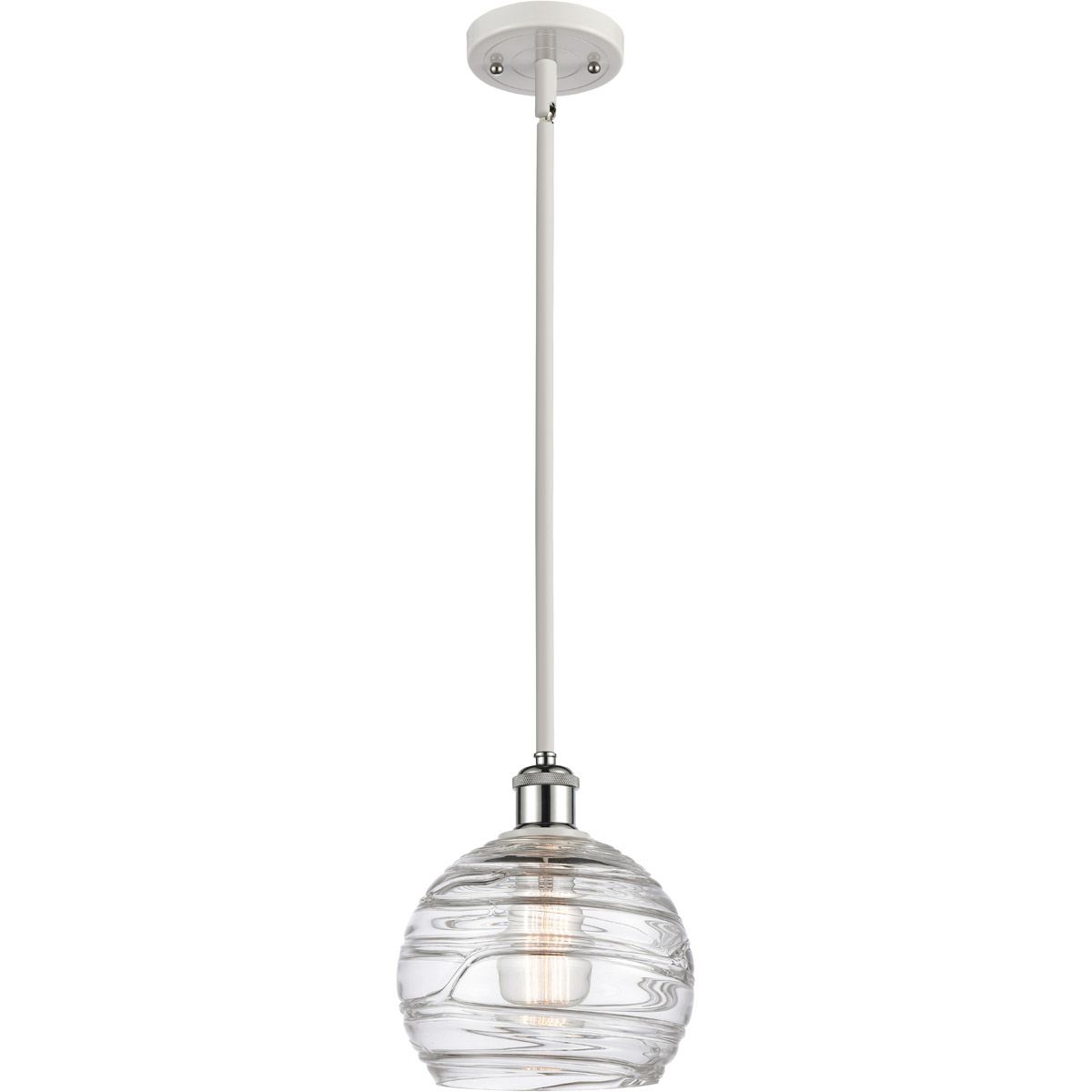 Ballston Deco Swirl 1 Light 8 inch White and Polished Chrome Pendant Ceiling Light, Ballston