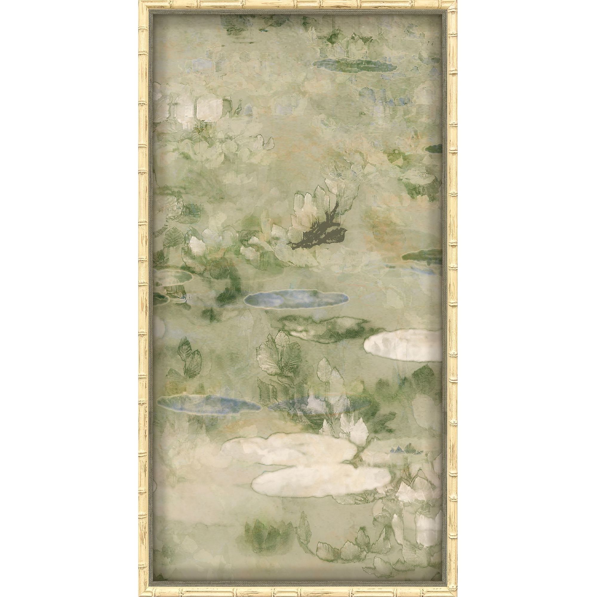 Water Lily Green and Beige and White Framed Art