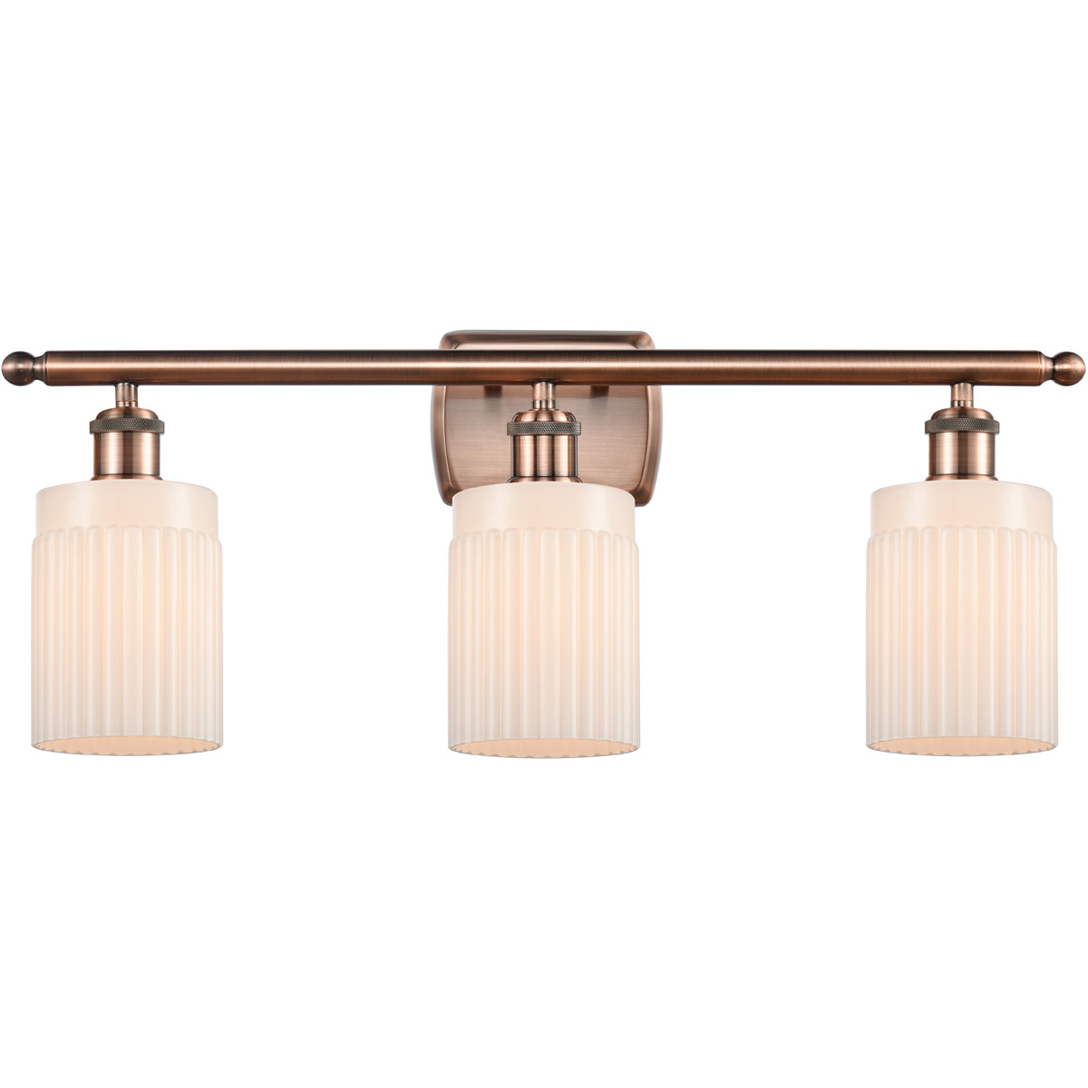 Ballston Hadley 3 Light 26 inch Antique Copper Bath Vanity Light Wall Light in Matte White Glass, Ballston