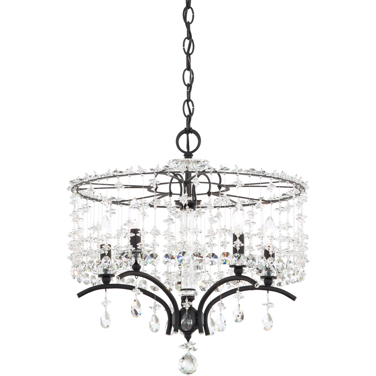 Bella Rose 5 Light White Chandelier Ceiling Light in Heritage, Adjustable Height