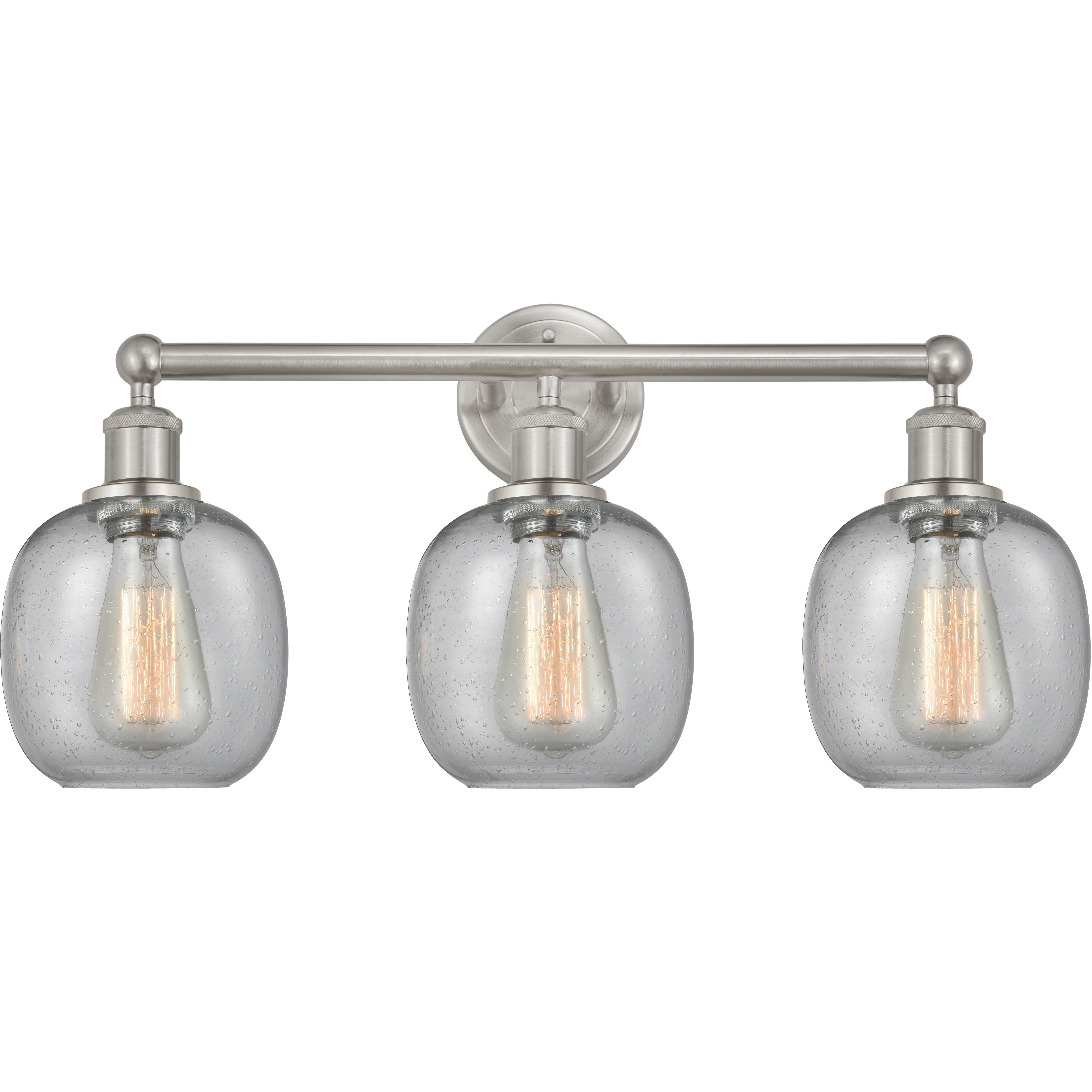 Edison Belfast 3 Light 24 inch Brushed Satin Nickel Bath Vanity Light Wall Light in Seedy Glass