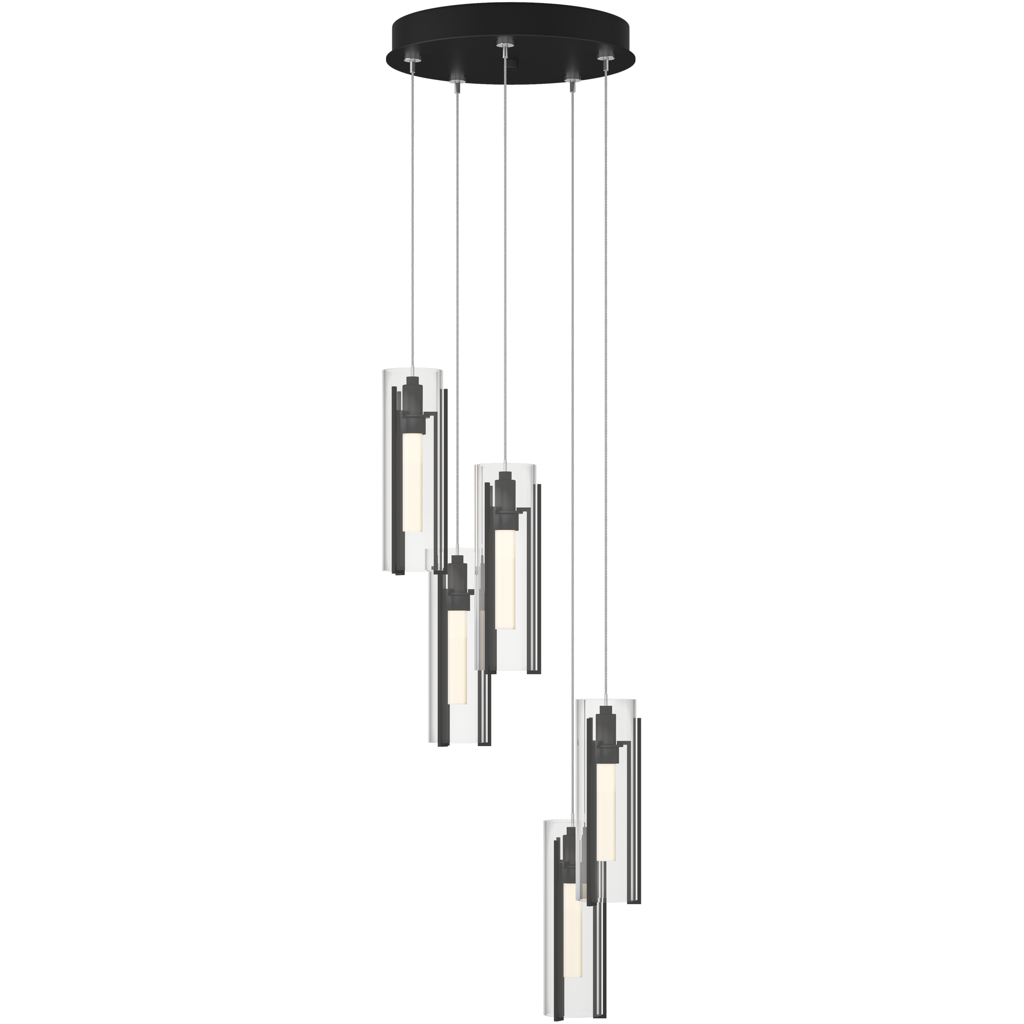 Exos Glass 5 Light 13.5 inch Black Pendant Ceiling Light in Clear, Standard