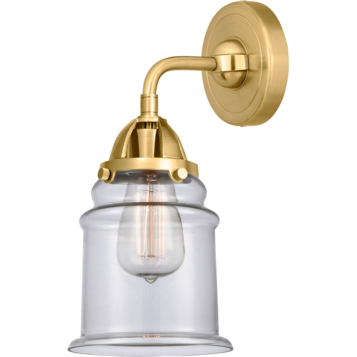 Nouveau 2 Canton 1 Light 6 inch Satin Gold Sconce Wall Light in Clear Glass