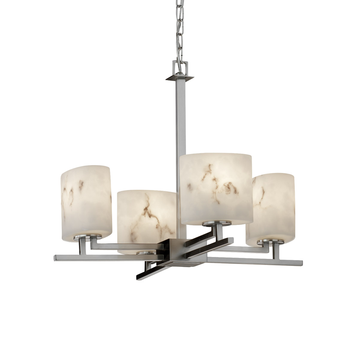 LumenAria 4 Light 23 inch Brushed Nickel Chandelier Ceiling Light in 2800 Lm LED, Cylinder with Flat Rim