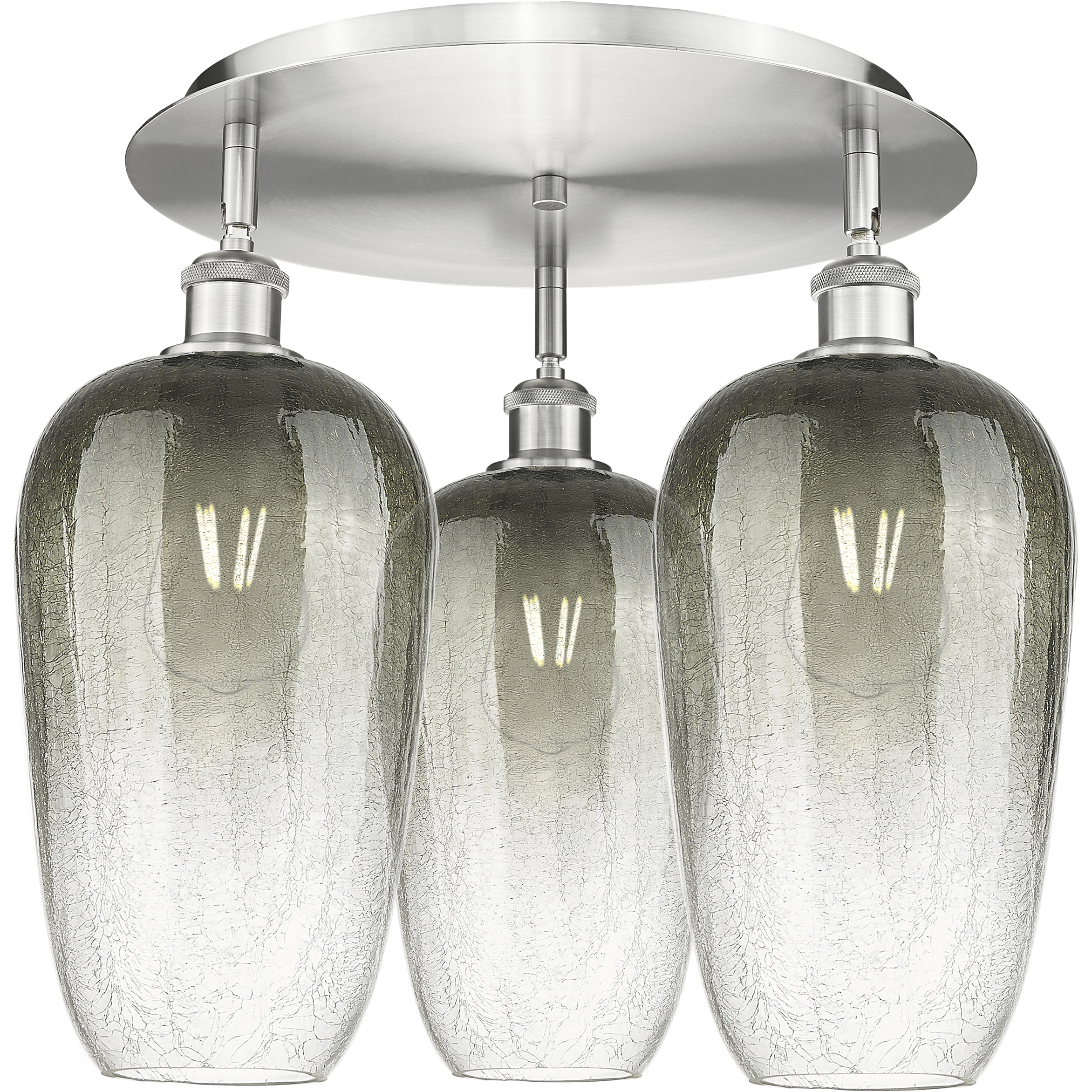 Ballston Brookhaven Flute 3 Light 19 inch Satin Nickel Flush Mount Ceiling Light in Slate Glass