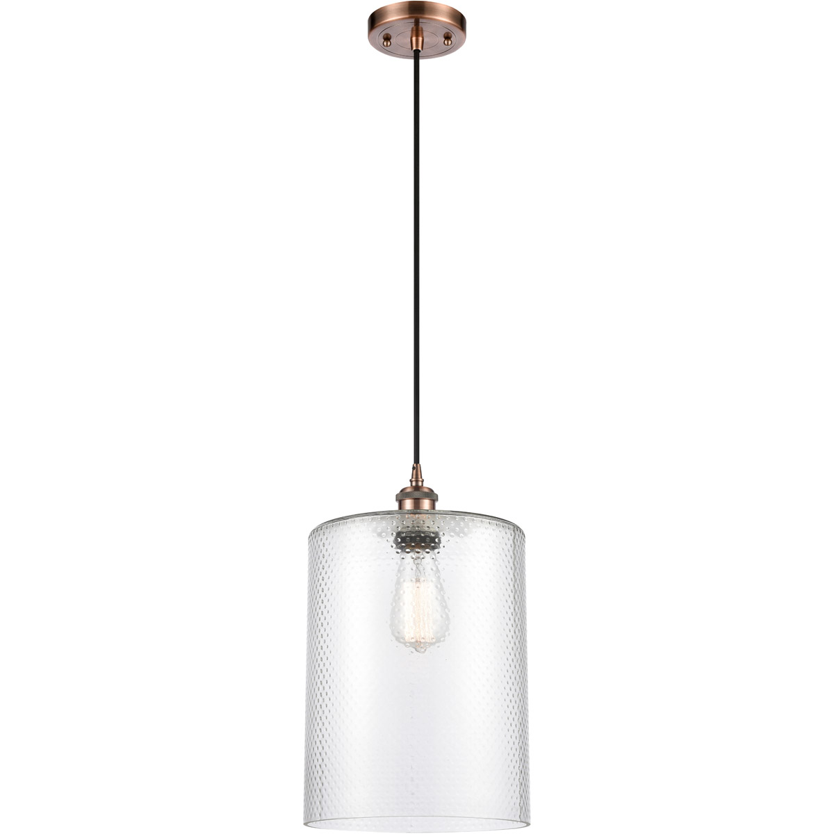 Ballston Large Cobbleskill 1 Light 9 inch Antique Copper Mini Pendant Ceiling Light in Clear Glass, Ballston