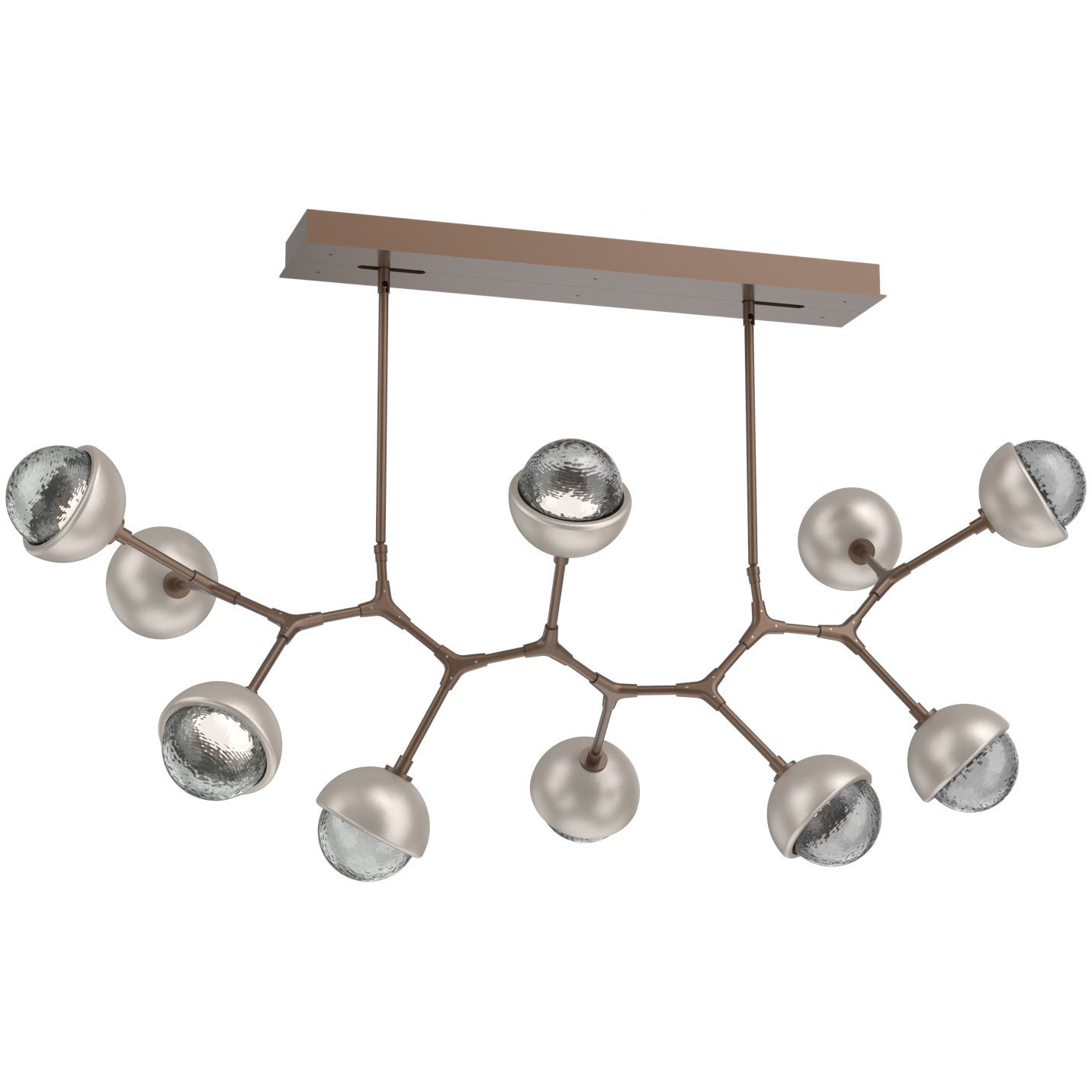 Cabochon LED 56.1 inch Burnished Bronze with Beige Silver Pendant Ceiling Light in Smoke, 2700K LED, Modern Branch